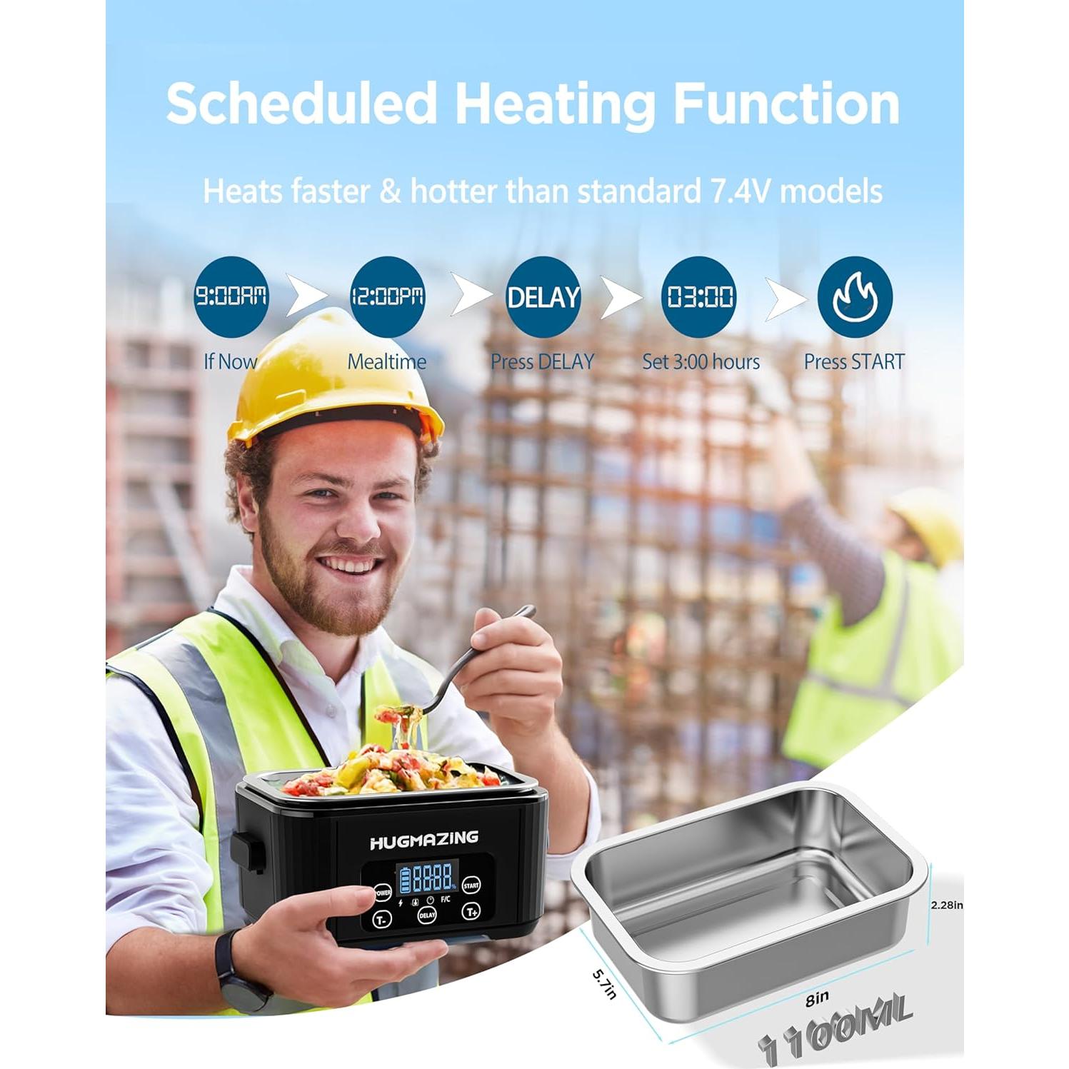 Caja de Almuerzo Eléctrica Hugmazing 1100ML Inalámbrica