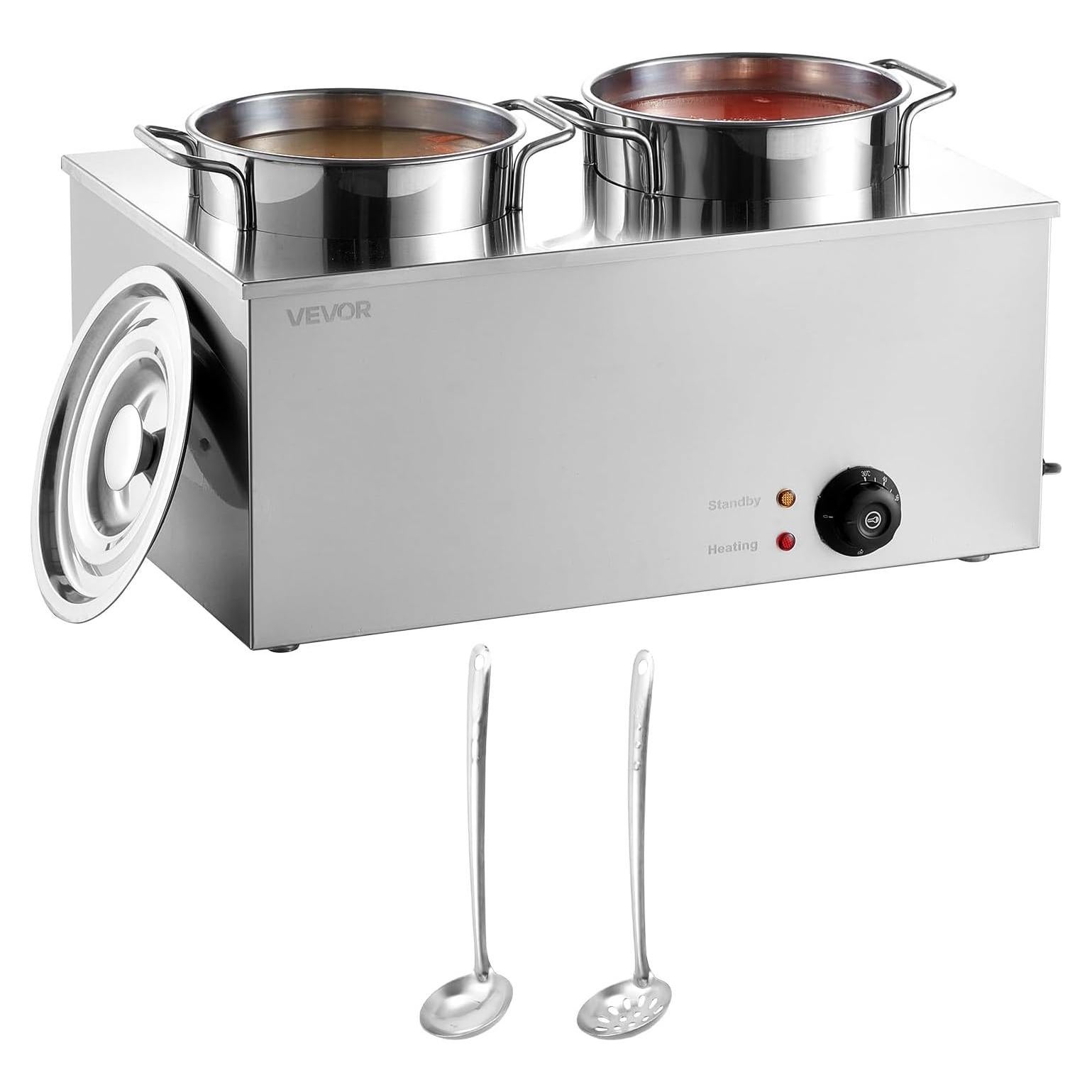 Calentador de Sopa Eléctrico VEVOR 2 Ollas 6.34QT 1200W