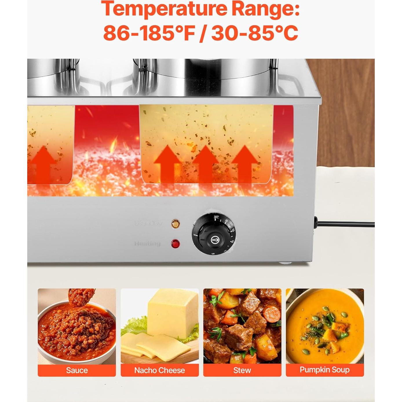 Calentador de Sopa Eléctrico VEVOR 2 Ollas 6.34QT 1200W