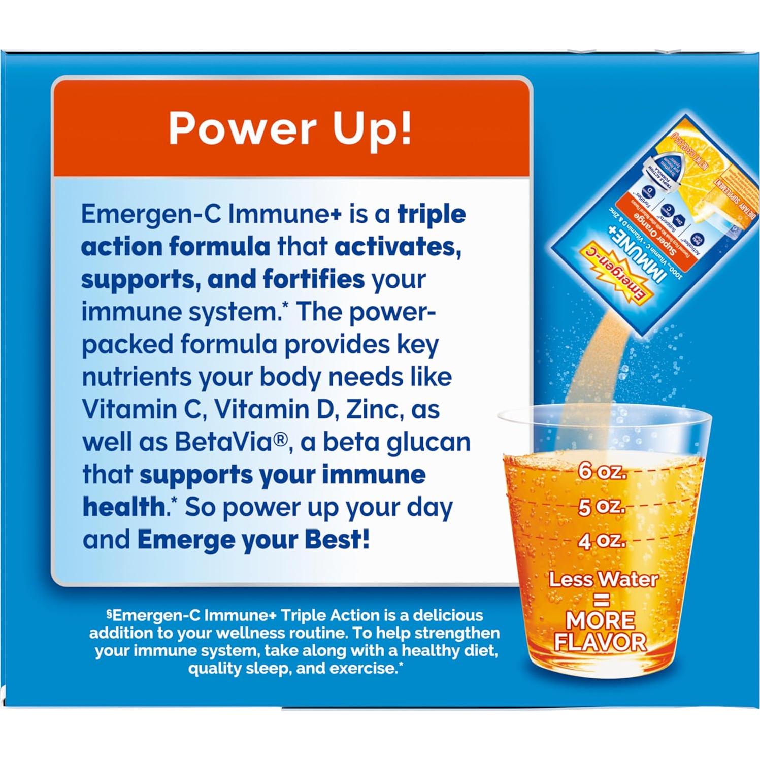 Emergen-C Inmunidad+ Acción Triple 50 Paquetes Naranja 1000mg Vitamina C