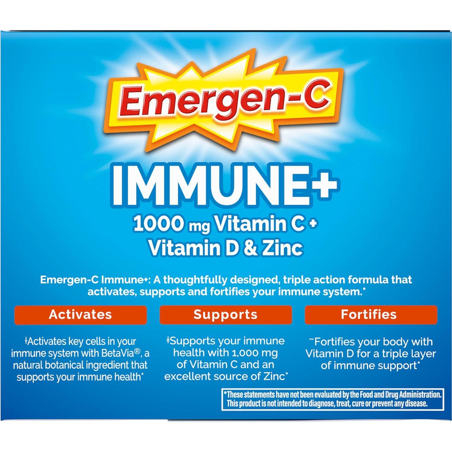 Emergen-C Inmunidad+ Acción Triple 50 Paquetes Naranja 1000mg Vitamina C