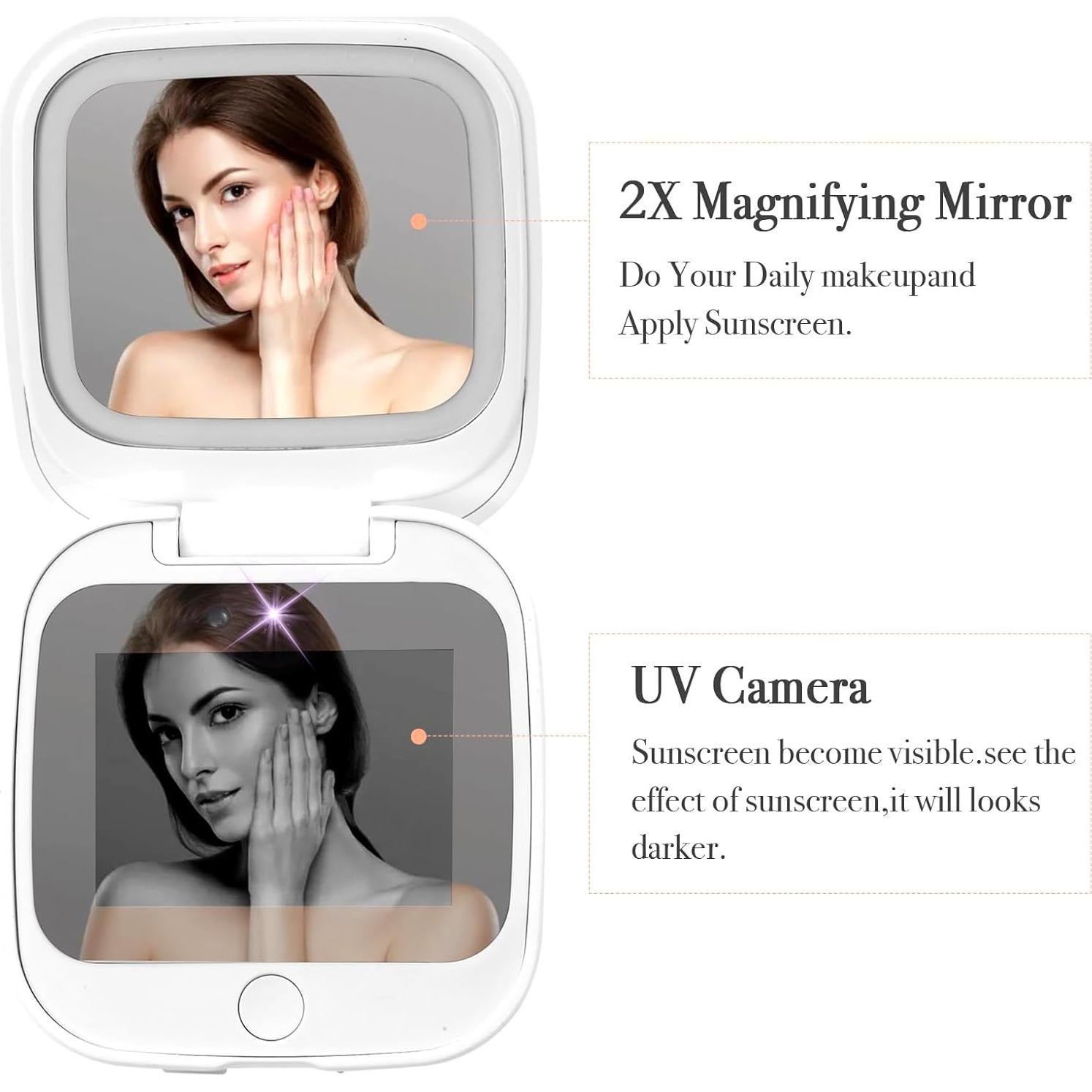 Espejo UV HiPai Doble Cara 1x/2x con Luz LED y Batería