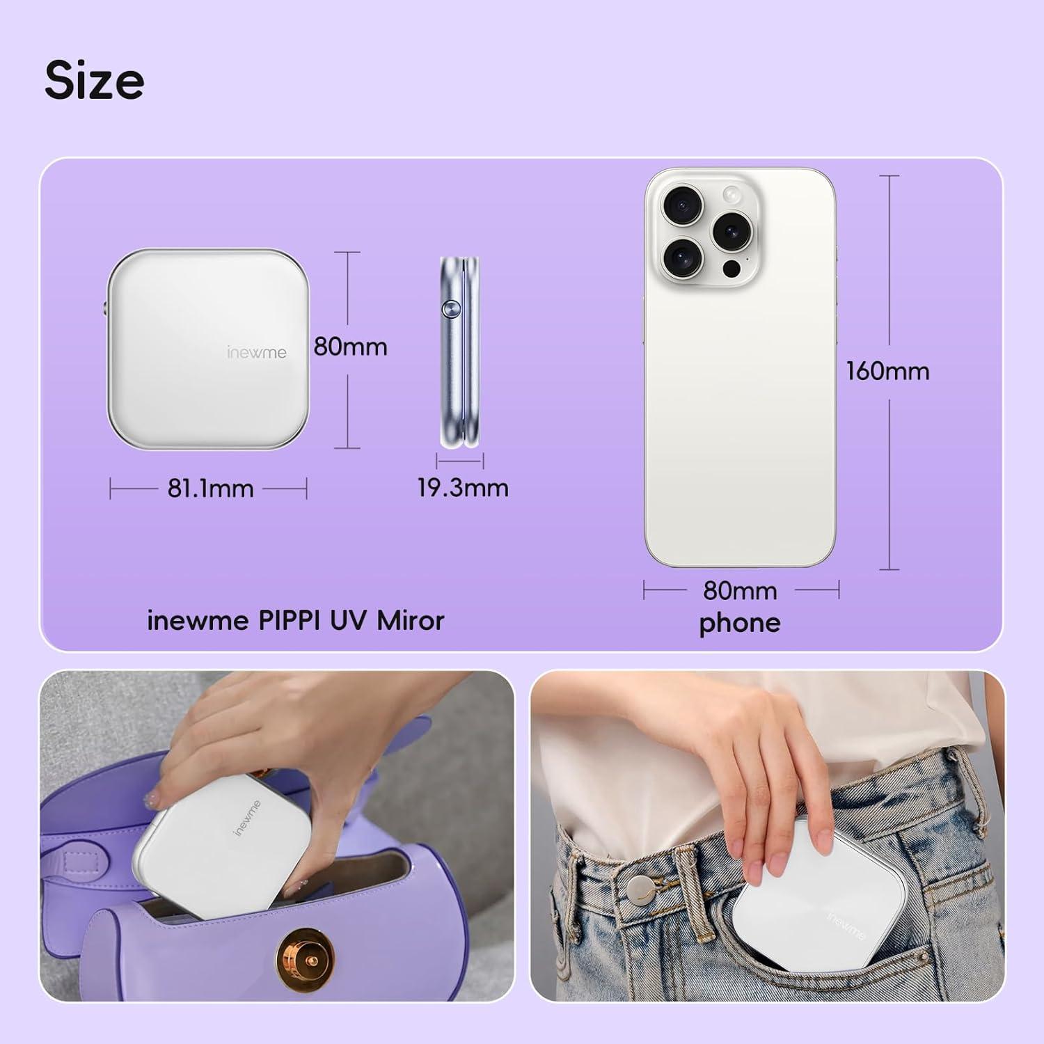 Espejo de Maquillaje Plegable inewme con Luz LED y Sensor UV