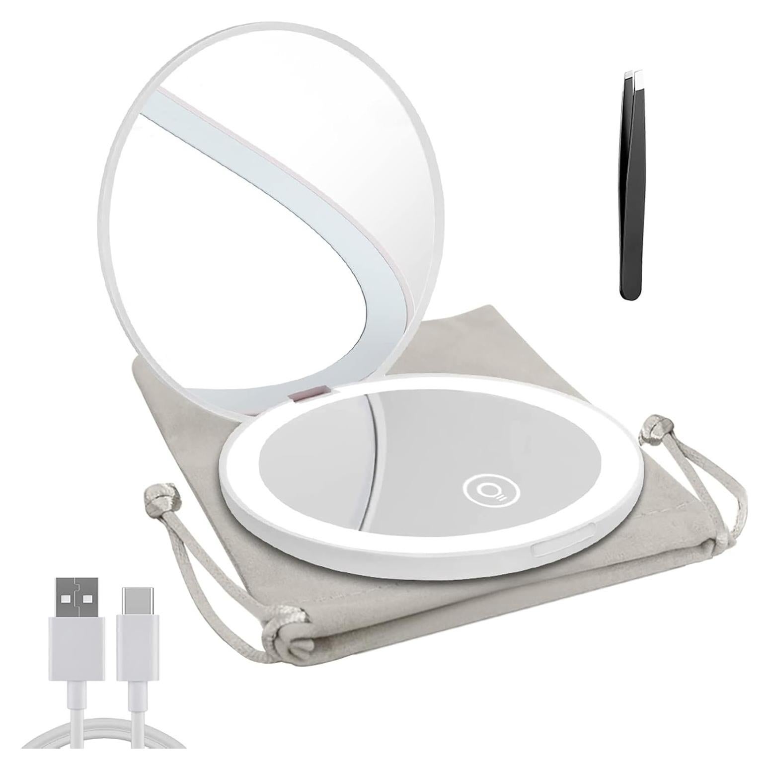 Espejo Compacto LED Recargable Milishow 1x/10x 8.89cm