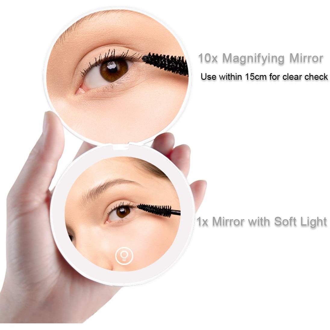 Espejo Compacto LED Recargable Milishow 1x/10x 8.89cm