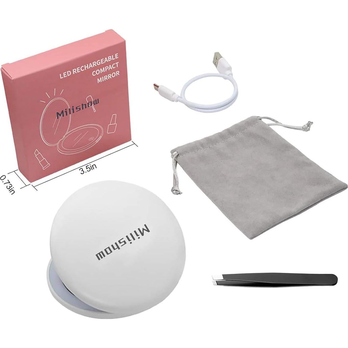 Espejo Compacto LED Recargable Milishow 1x/10x 8.89cm