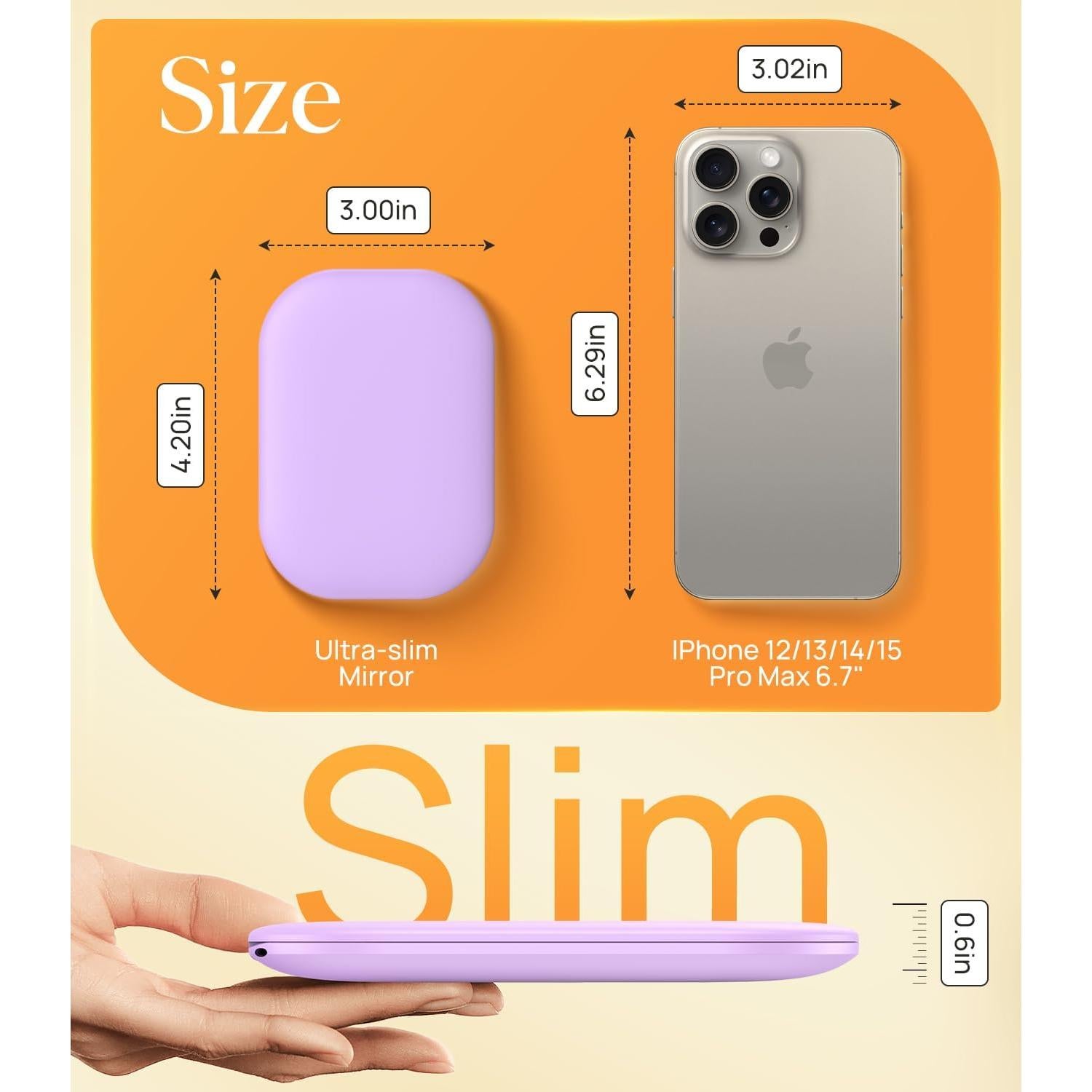 Espejo Compacto Iluminado Gospire 10.67x7.62cm 1X/3X Púrpura