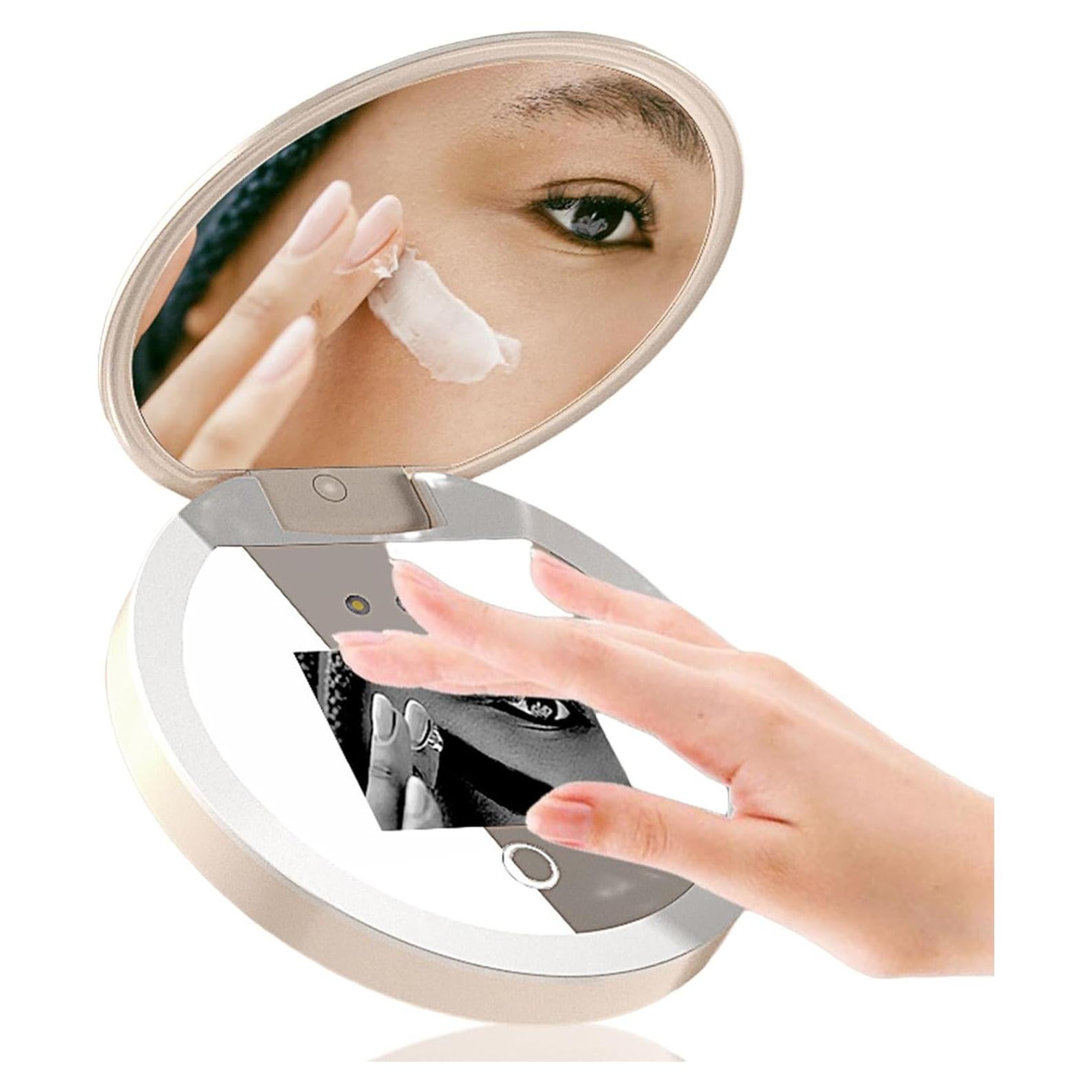 Espejo Compacto Diyeeni con Cámara UV y Luz LED 97mm