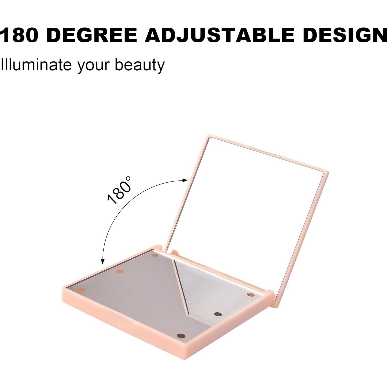 Espejo Compacto Iluminado QUELIEN Rosa 5x5cm con 6 LED