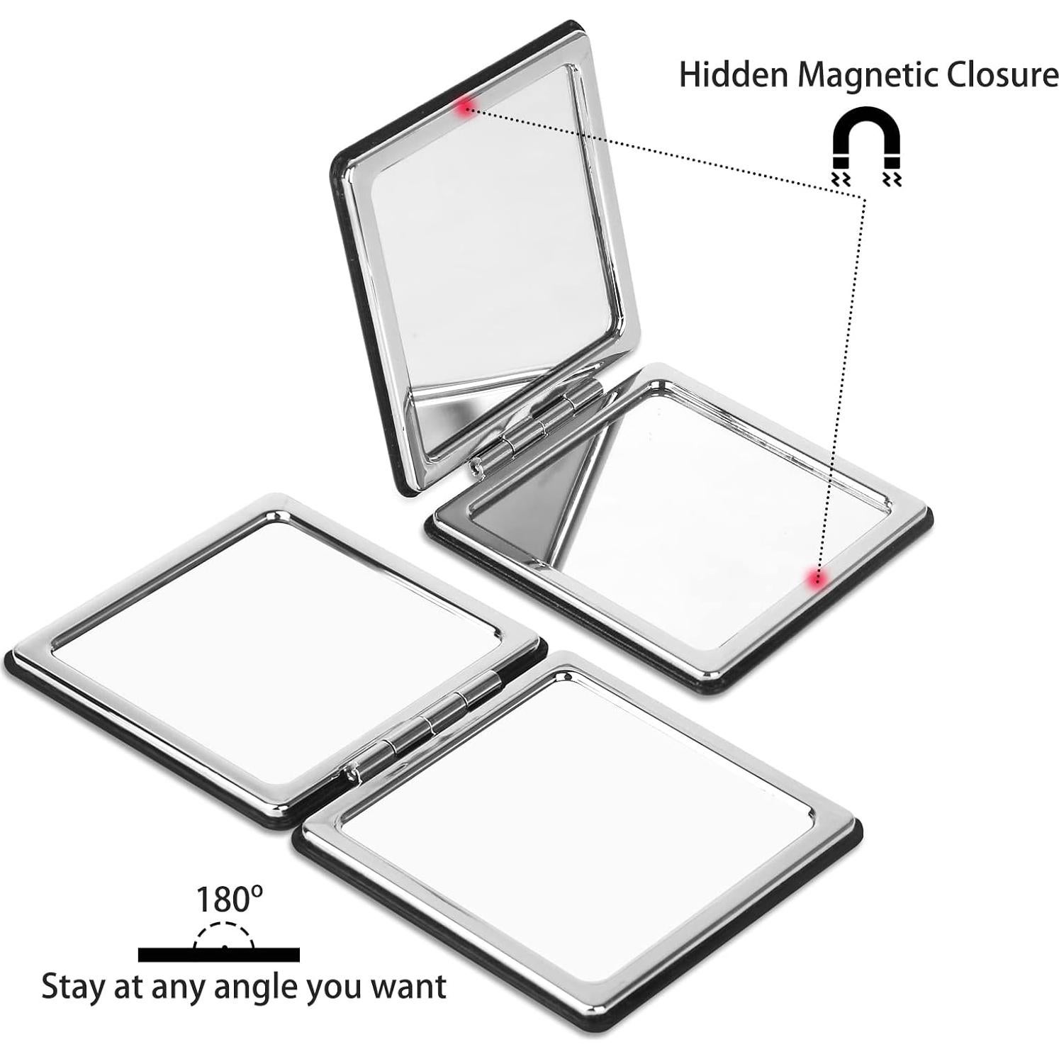 Espejo de Maquillaje Plegable YTLX 1x/2x Negro Compacto