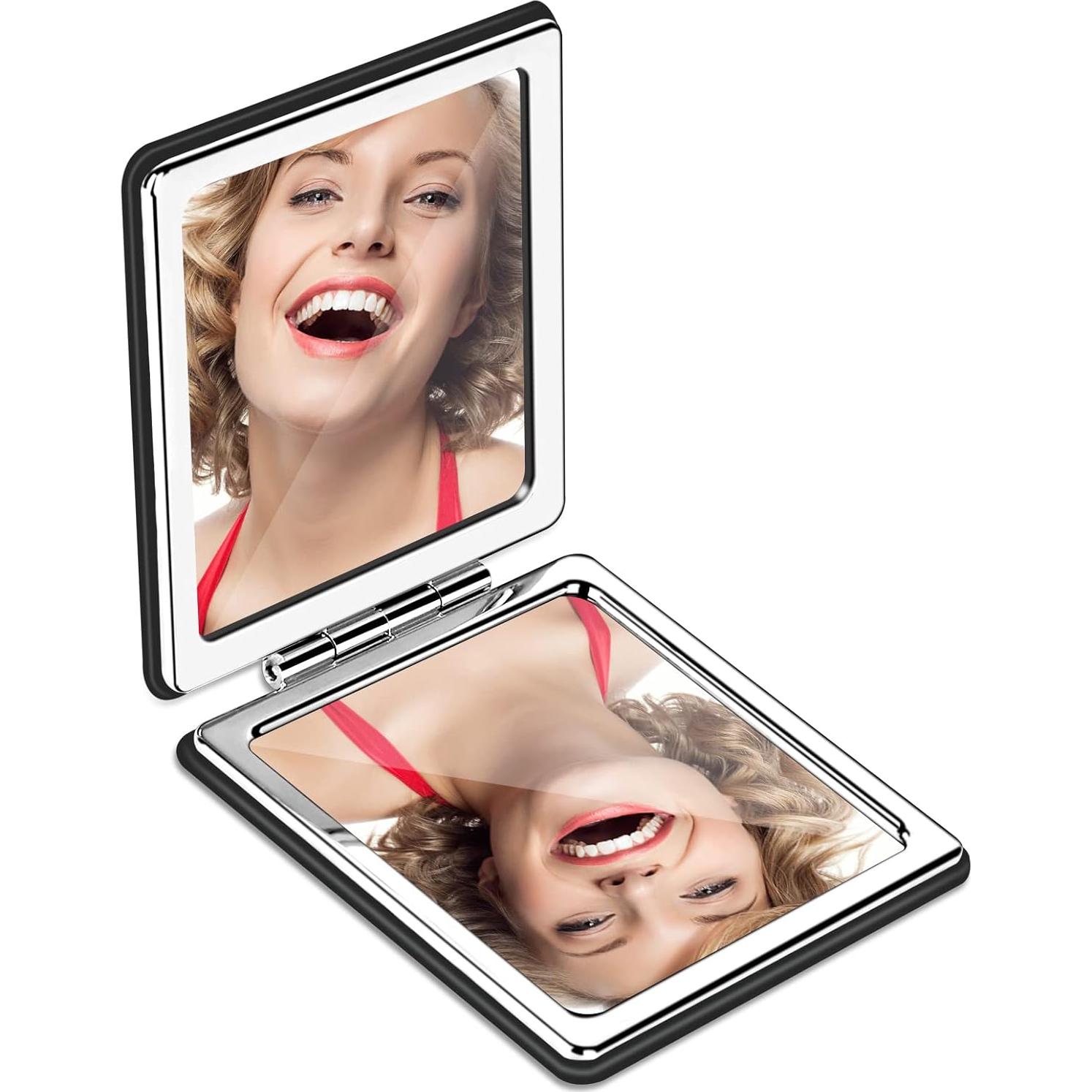 Espejo de Maquillaje Plegable YTLX 1x/2x Negro Compacto