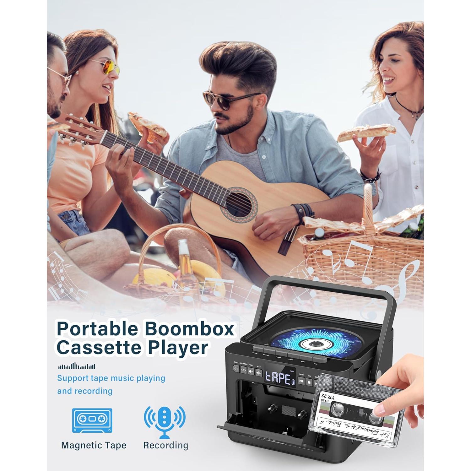 Reproductor de CD Boombox Sunoony CD-W16 Bluetooth 5.1 5000mAh