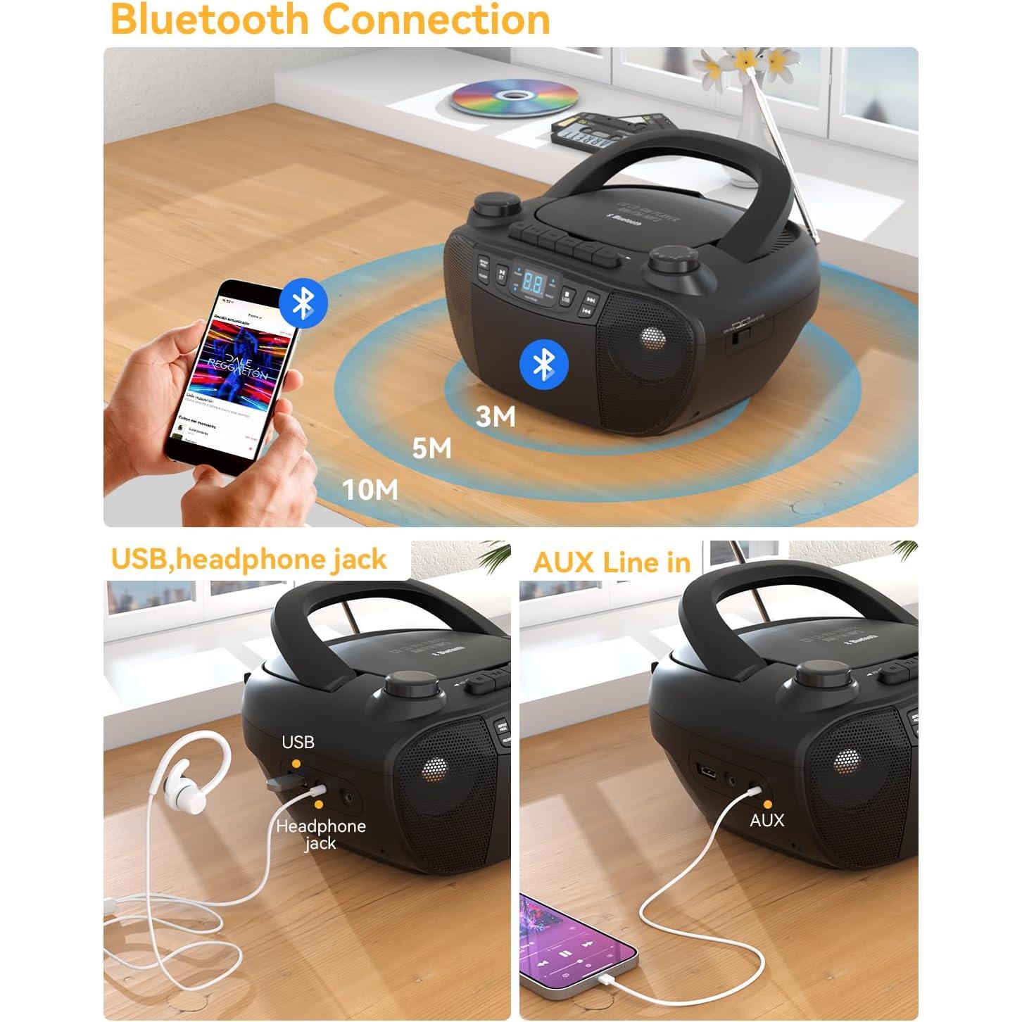 Reproductor de Cinta Cassette y CD MONODEAL CD1016 Bluetooth