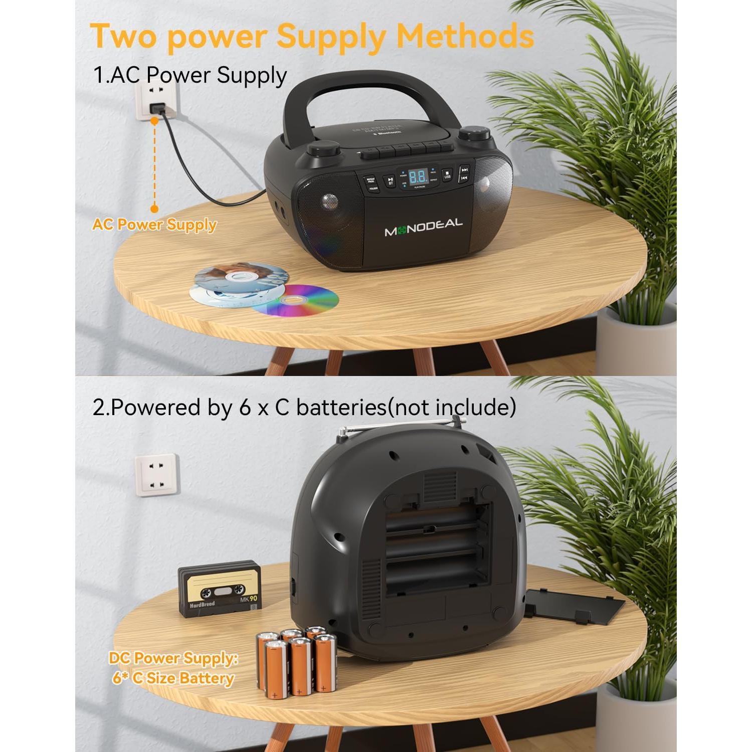 Reproductor de Cinta Cassette y CD MONODEAL CD1016 Bluetooth