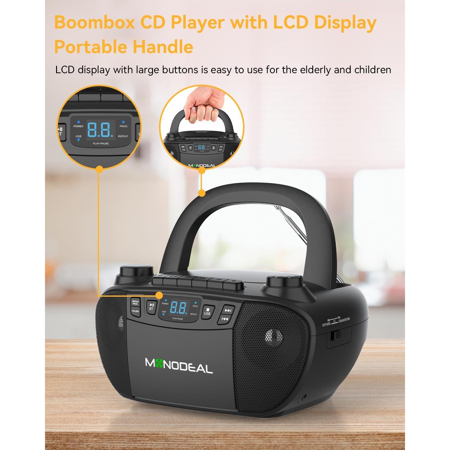 Reproductor de Cinta Cassette y CD MONODEAL CD1016 Bluetooth