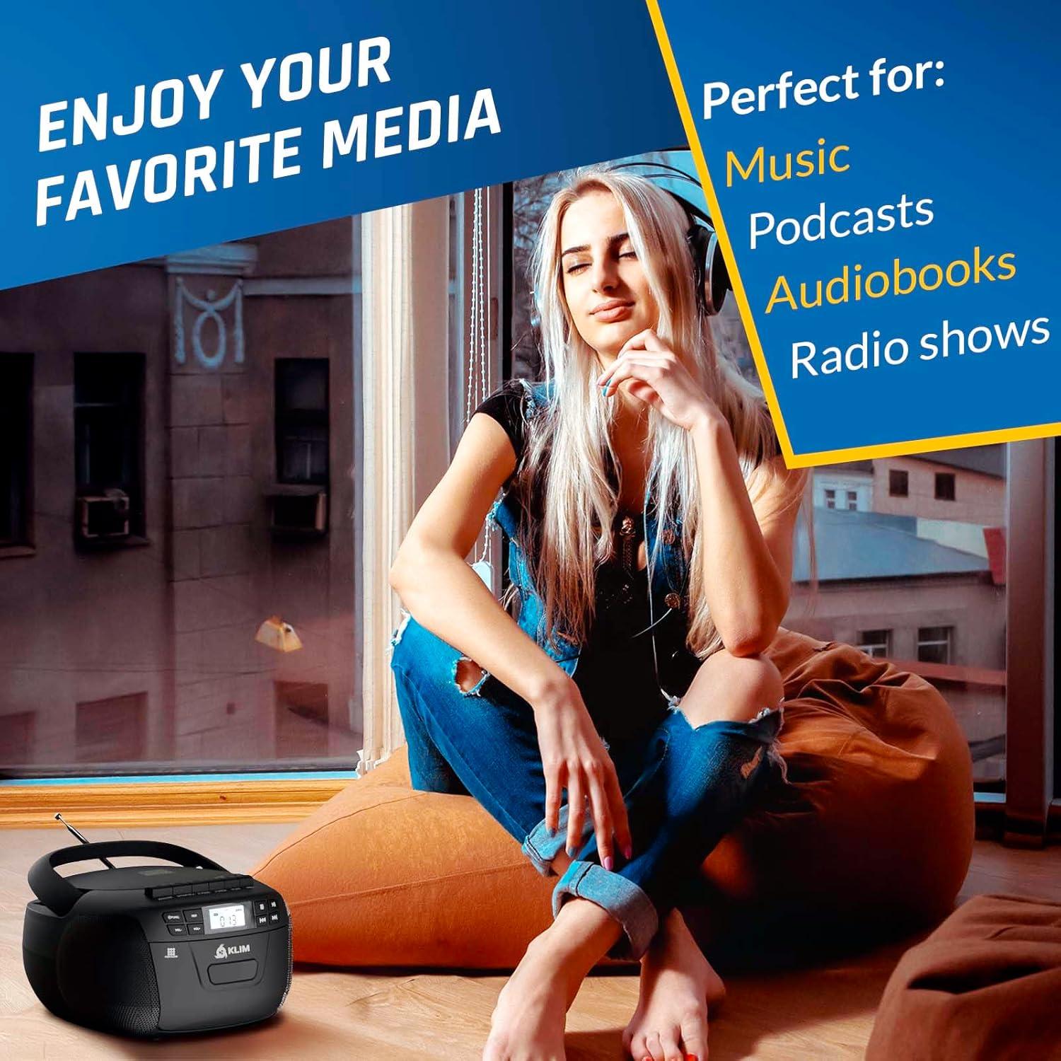 Boombox KLIM con Reproductor de CD y Casete, Bluetooth, Radio AM/FM