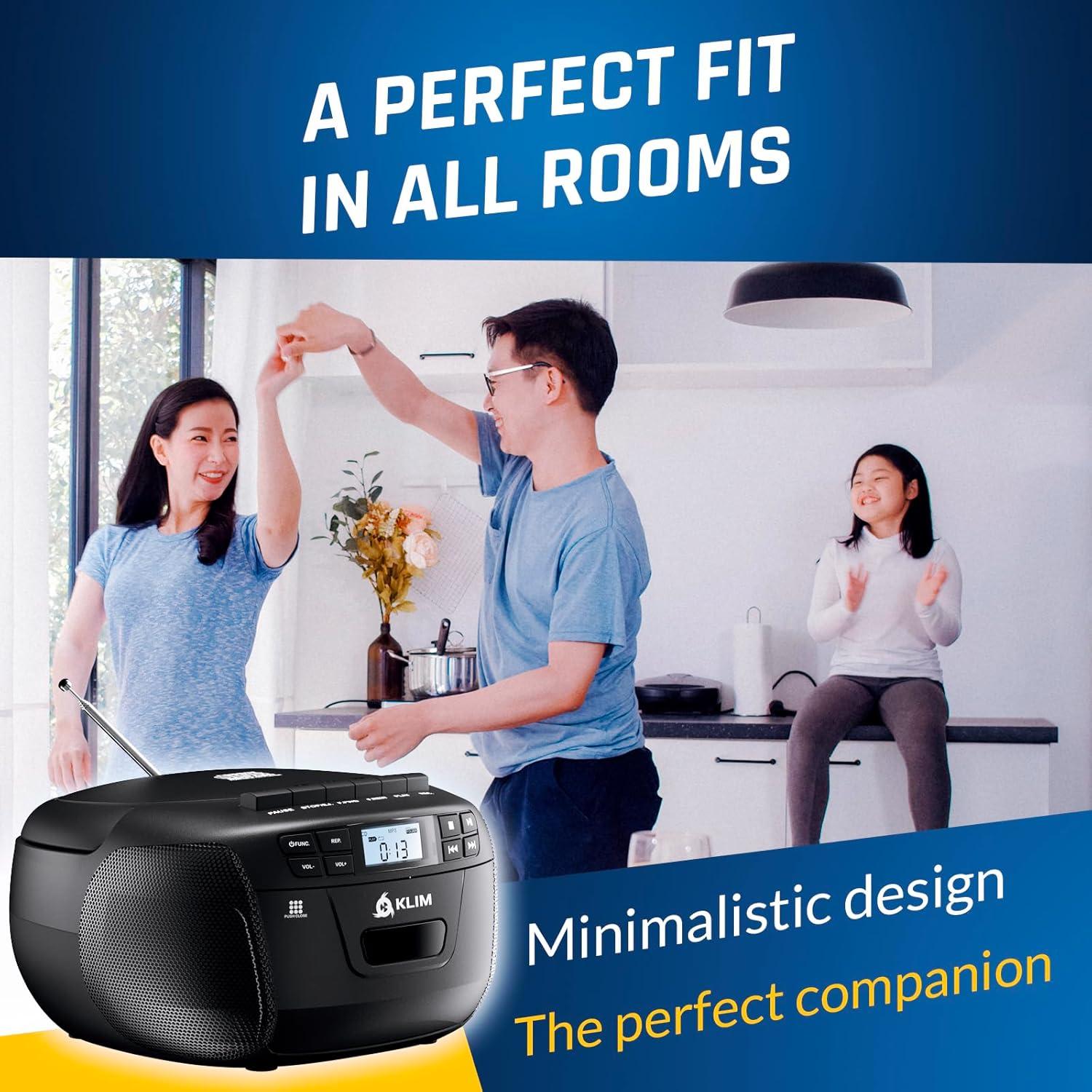 Boombox KLIM con Reproductor de CD y Casete, Bluetooth, Radio AM/FM