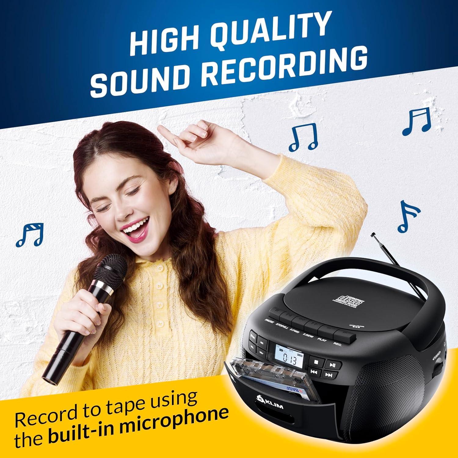 Boombox KLIM con Reproductor de CD y Casete, Bluetooth, Radio AM/FM