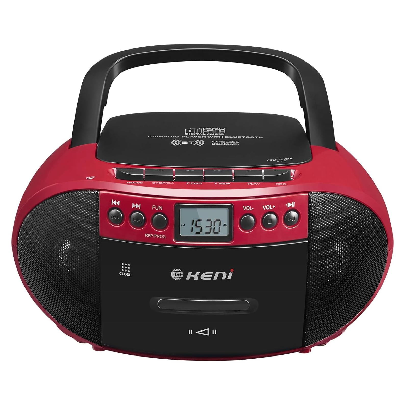 Reproductor Boombox G Keni CD y Casete Portátil Rojo