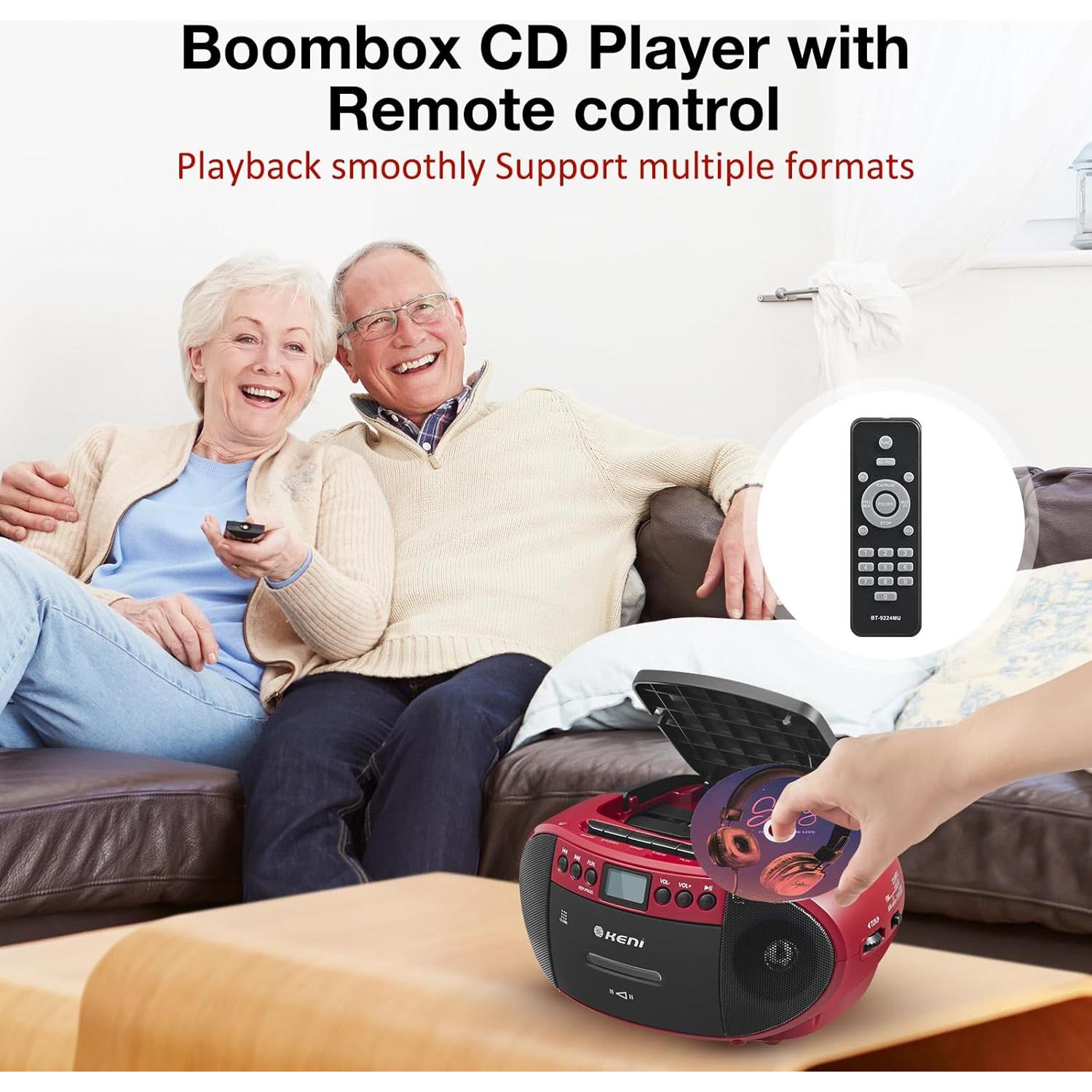 Reproductor Boombox G Keni CD y Casete Portátil Rojo