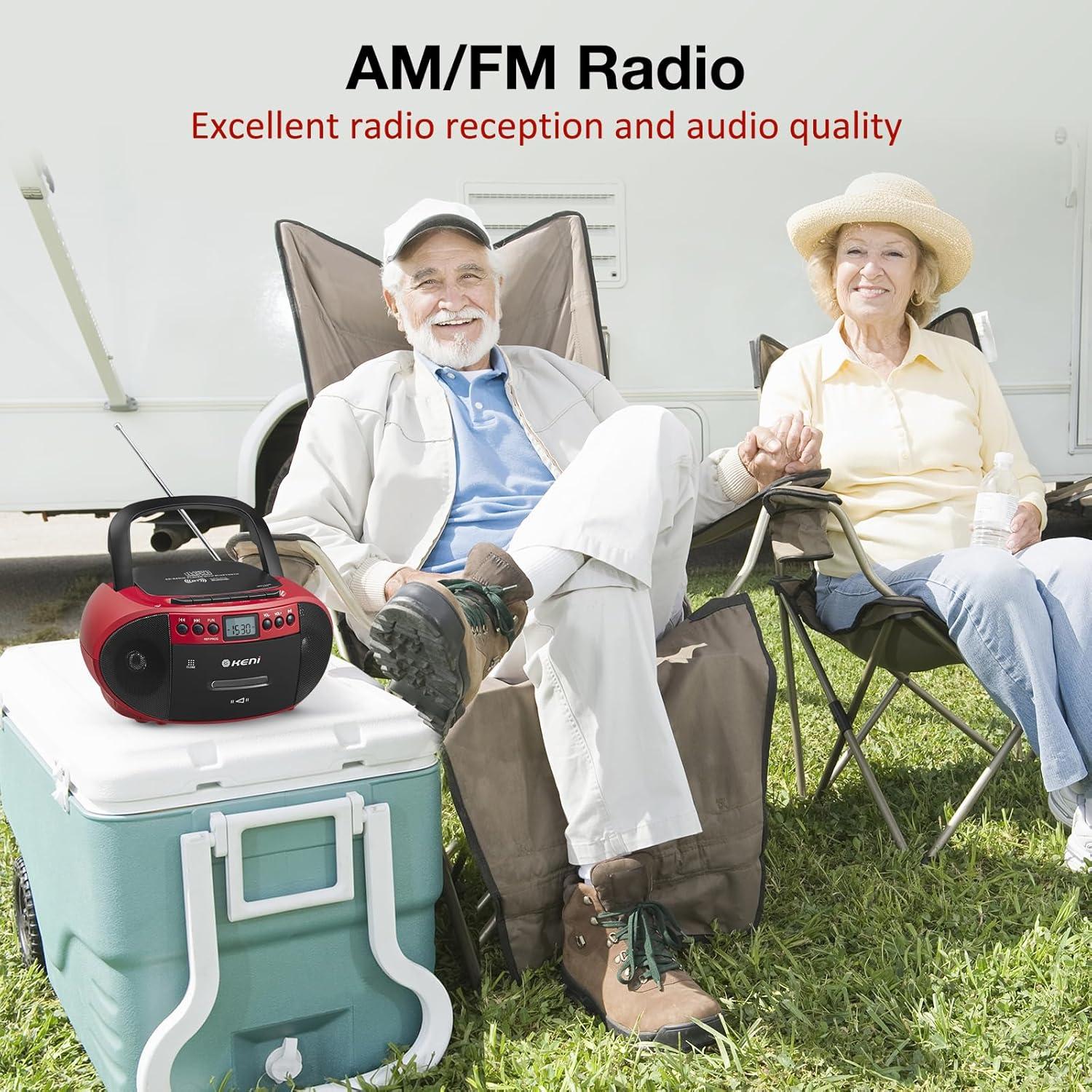 Reproductor Boombox G Keni CD y Casete Portátil Rojo