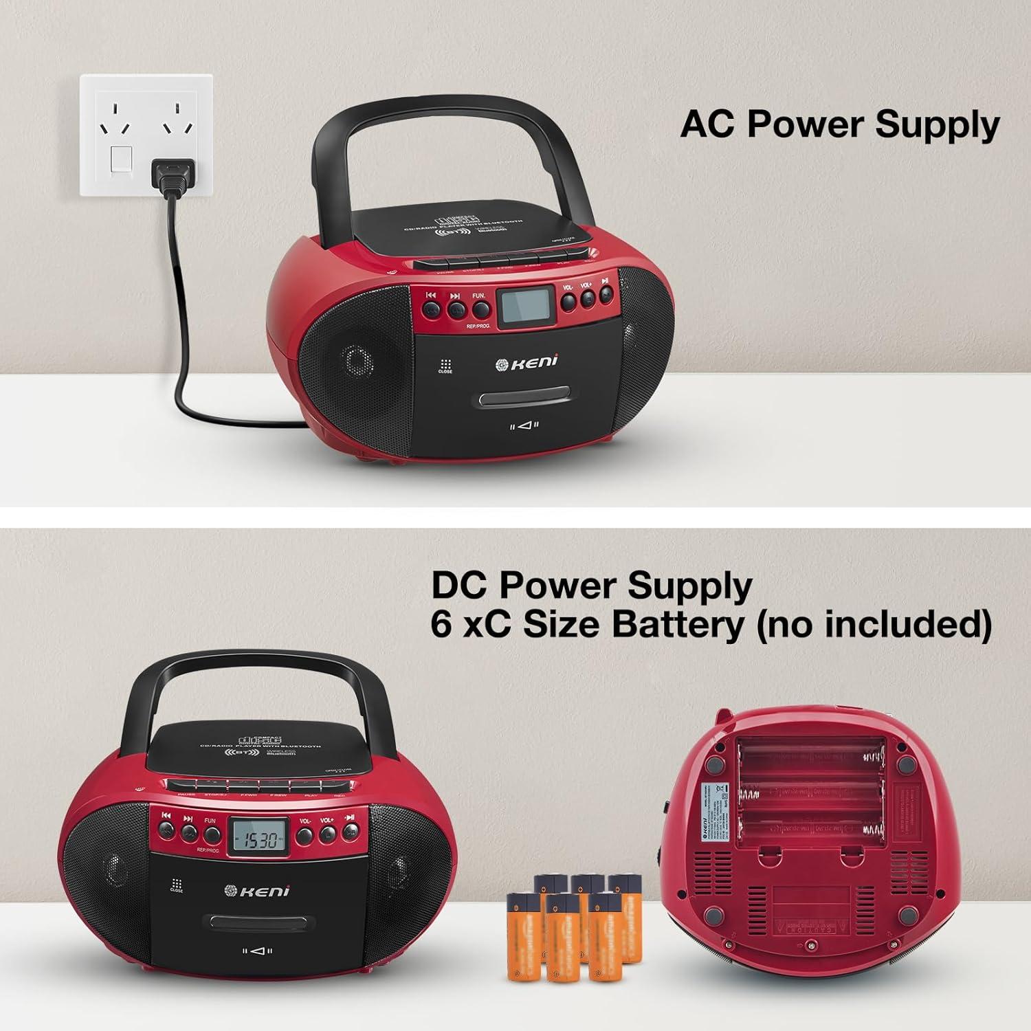 Reproductor Boombox G Keni CD y Casete Portátil Rojo