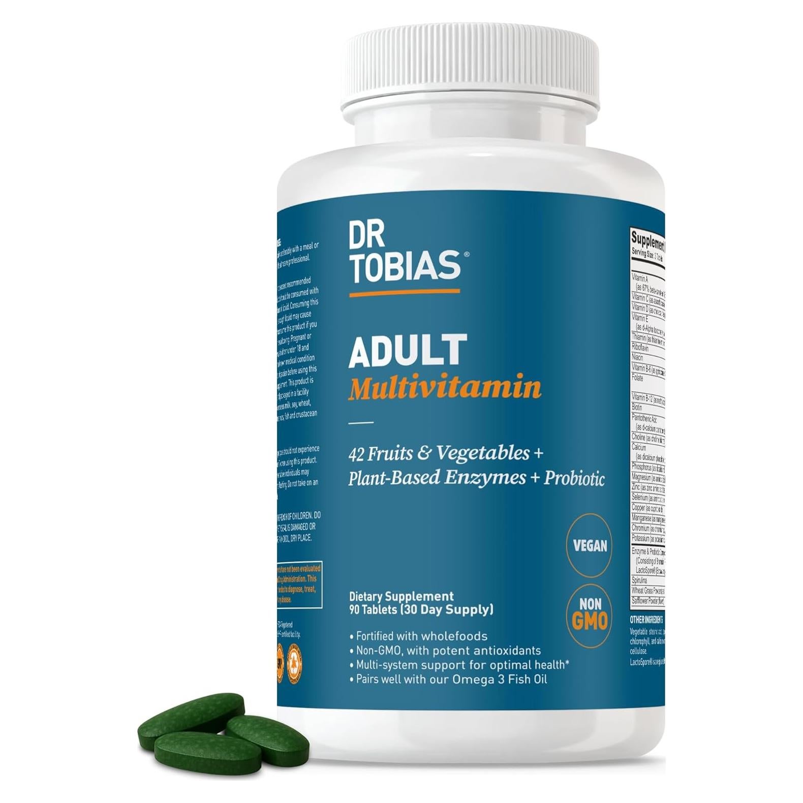 Multivitamínico Adulto Dr. Tobias 90 Tabletas Veganas