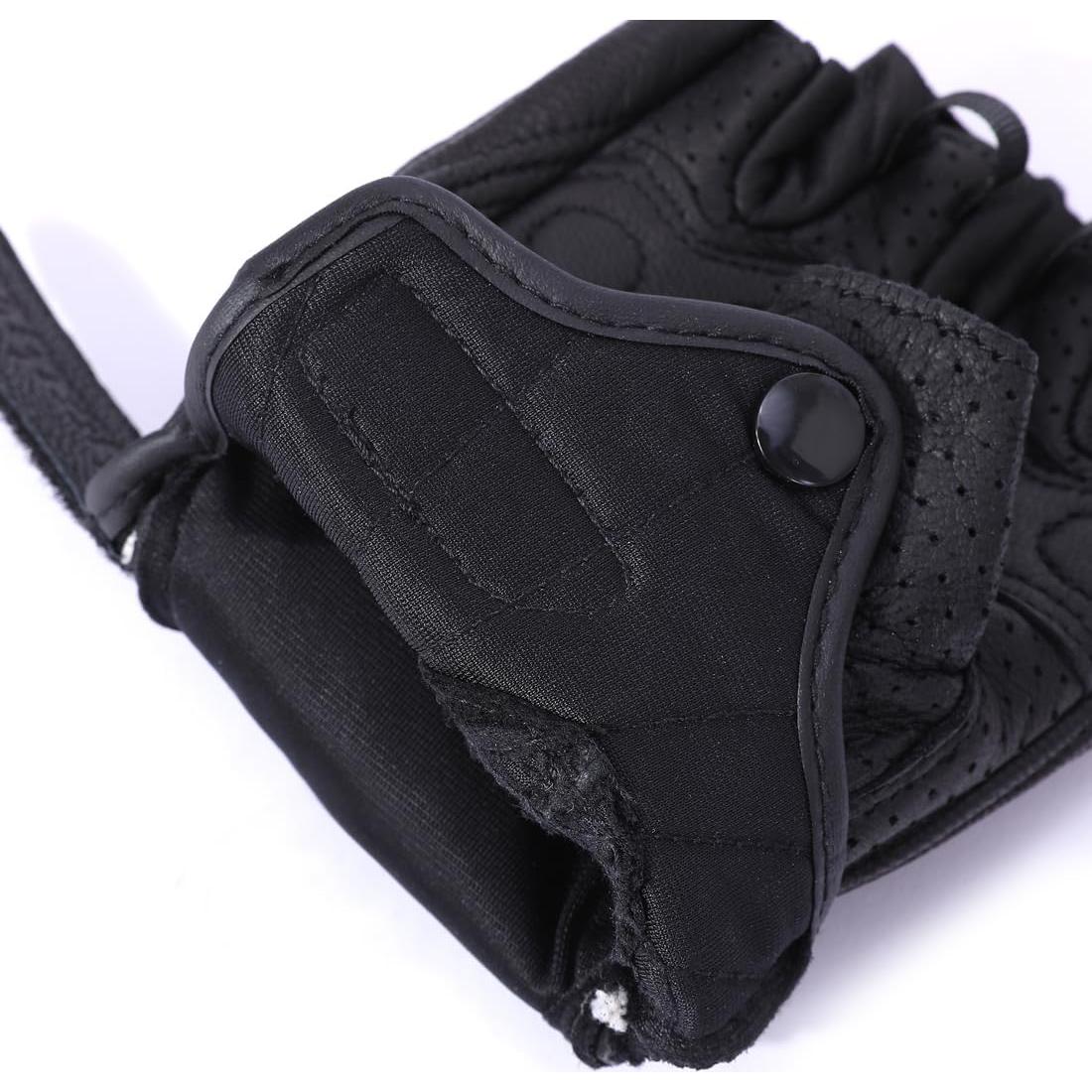 Harssidanzar Men's Motorcycle Gloves Leather Perforated Motorbike Riding Driving Gloves CM044US