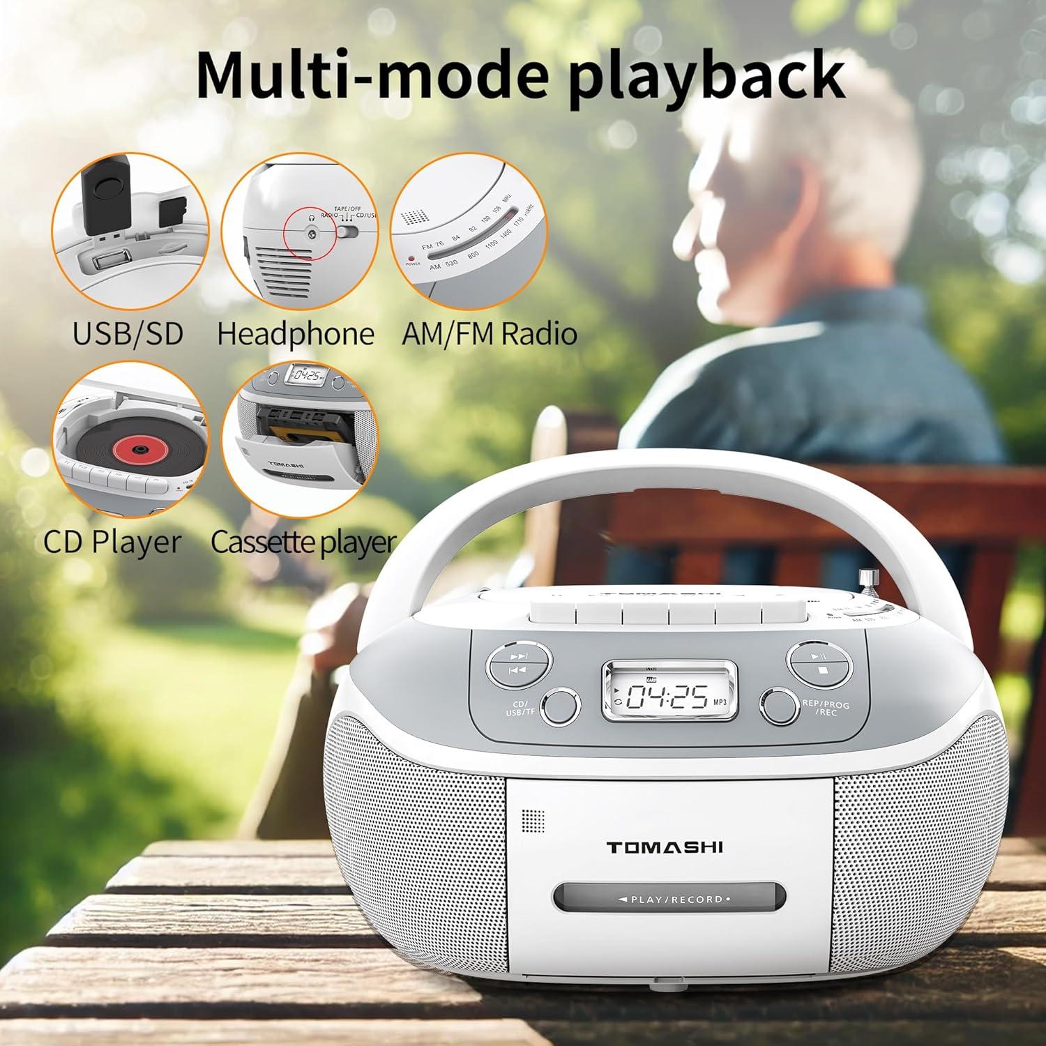 Reproductor de CD Boombox TOMASHI CD-860A Portátil AM/FM