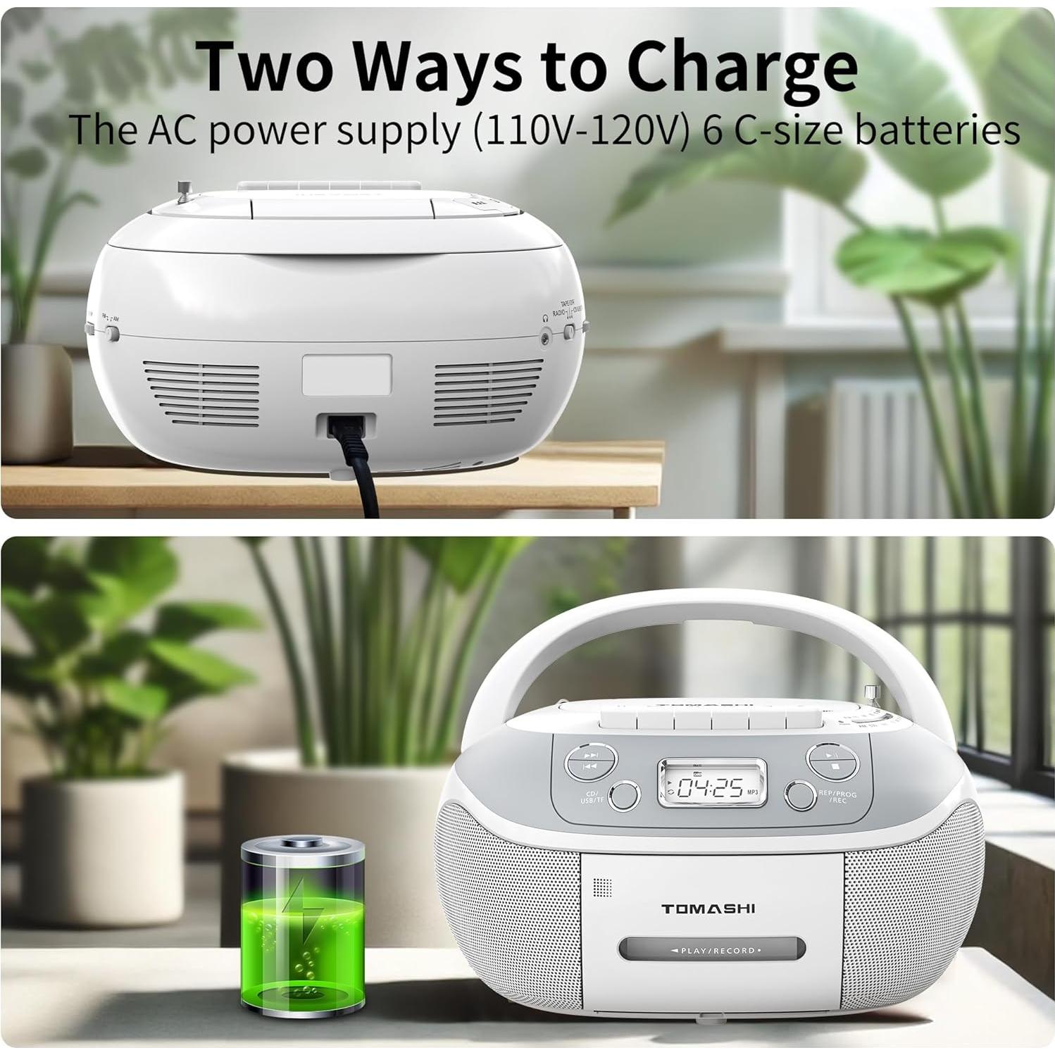 Reproductor de CD Boombox TOMASHI CD-860A Portátil AM/FM