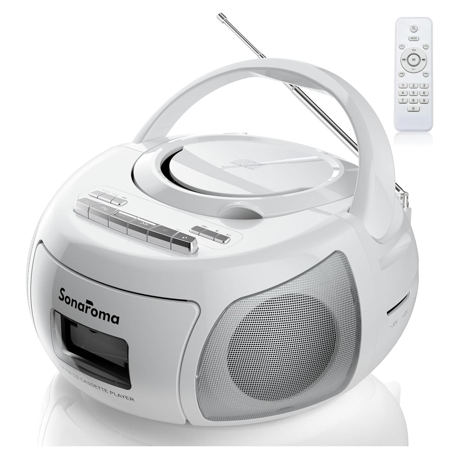 Boombox Bluetooth Lumaterra BBXWE CD Casete Radio USB Blanco