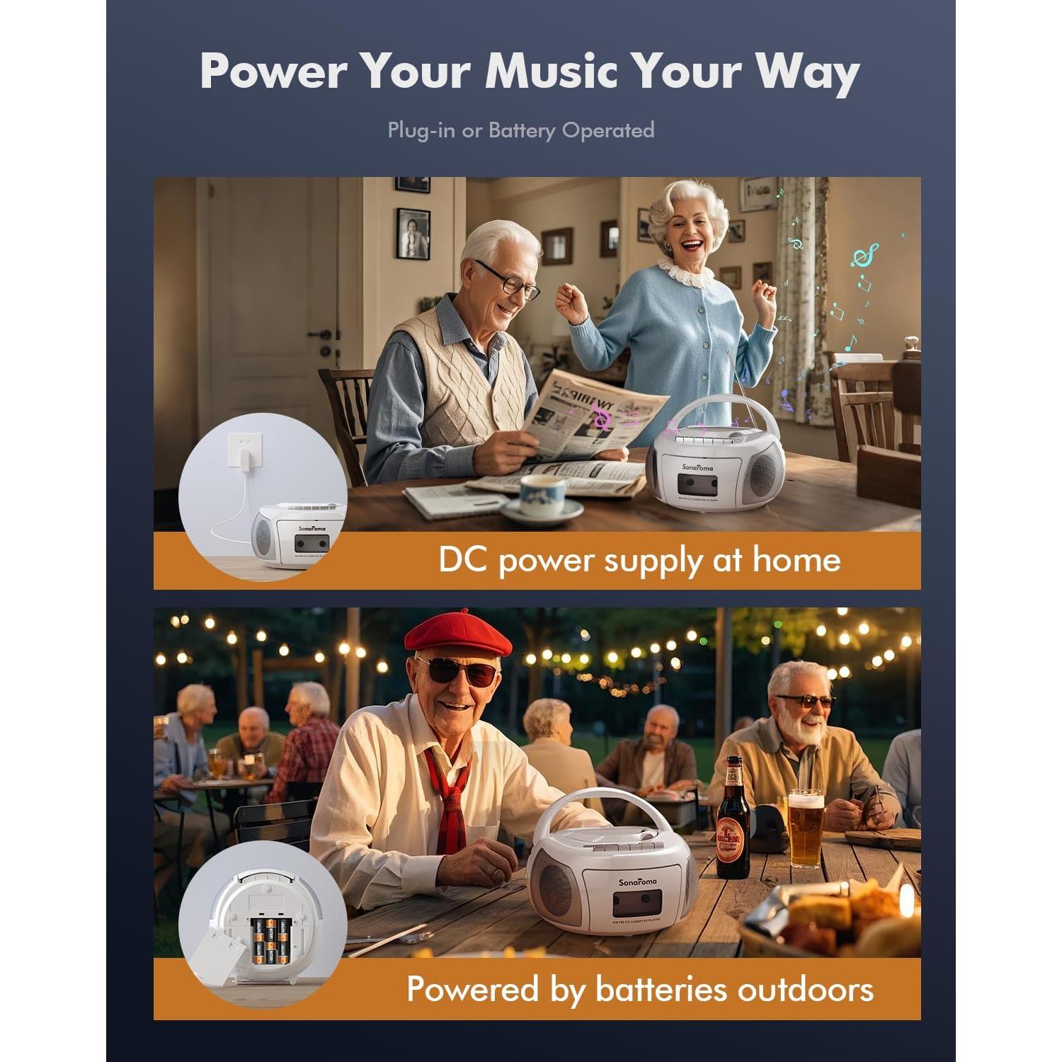 Boombox Bluetooth Lumaterra BBXWE CD Casete Radio USB Blanco