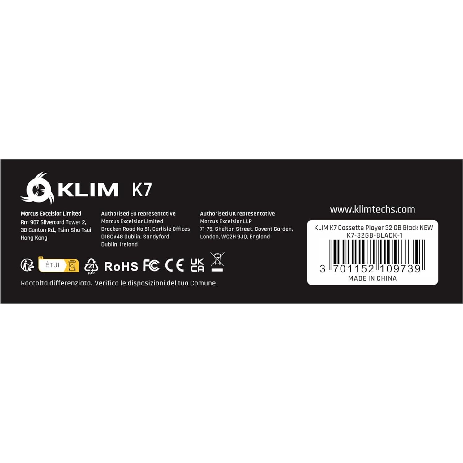 Reproductor de Casete KLIM K7 + Convertidor a MP3 + Tarjeta SD 32GB