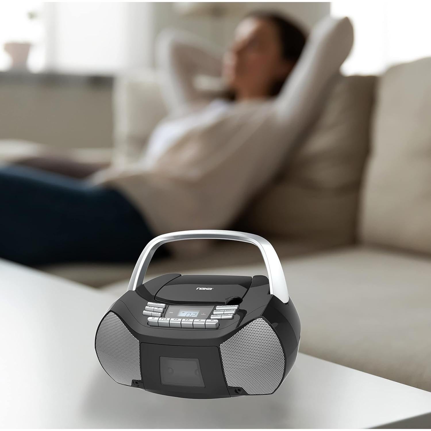 Reproductor de CD y Cinta Naxa NPB-268 Portátil Plata/Negro