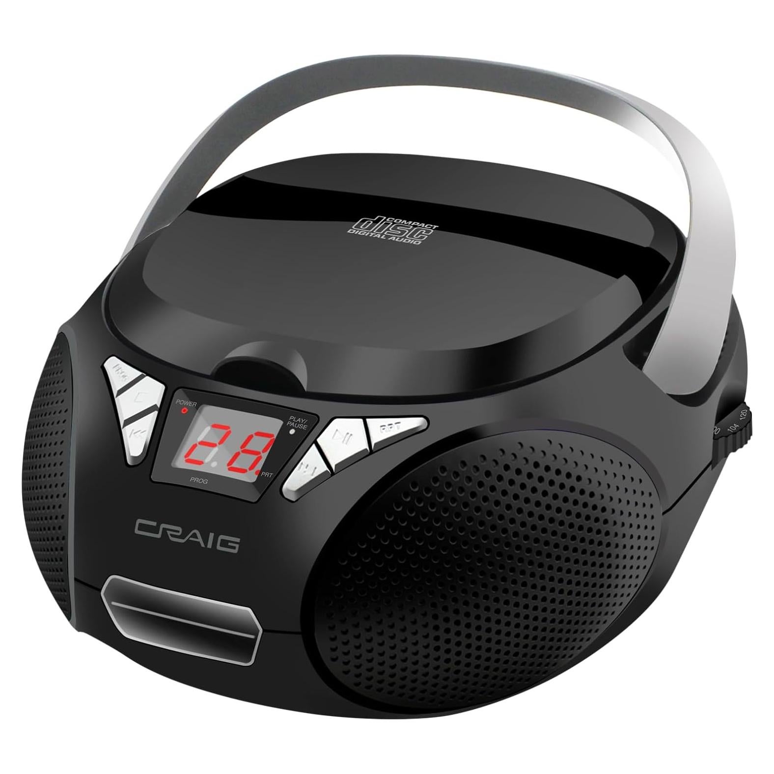 Reproductor de CD Portátil Craig CD6925 con Bluetooth y Radio AM/FM