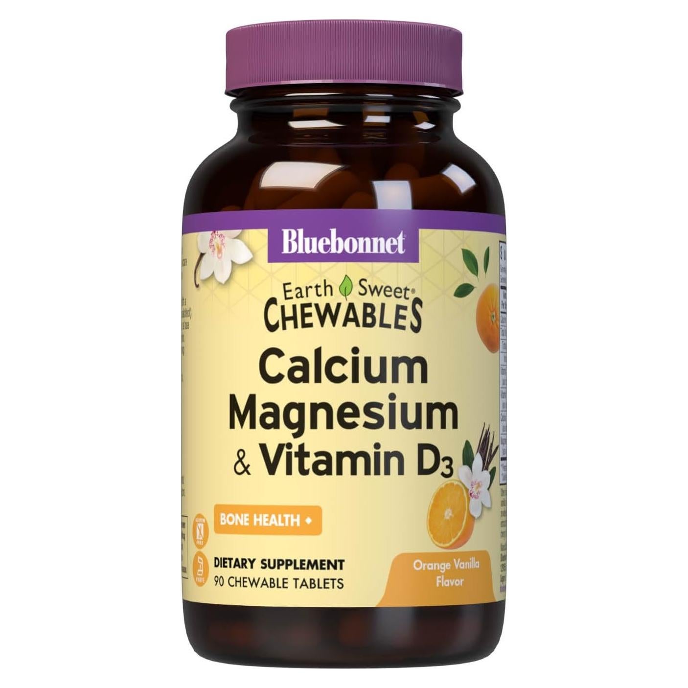 Suplemento de Calcio y Magnesio Bluebonnet 90 Tabletas Naranja