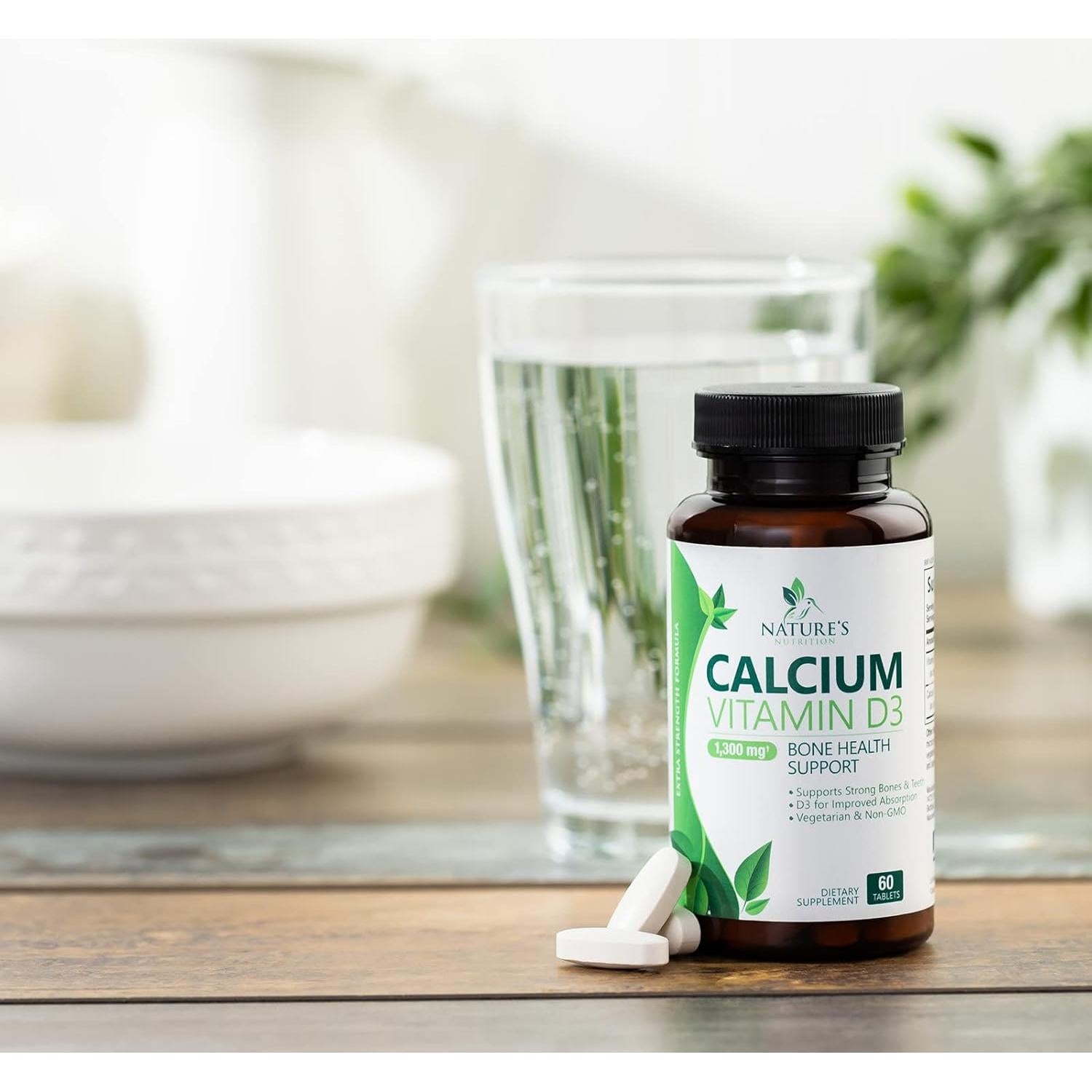 Suplemento de Calcio 1200 mg con Vitamina D3 - 60 Tabletas