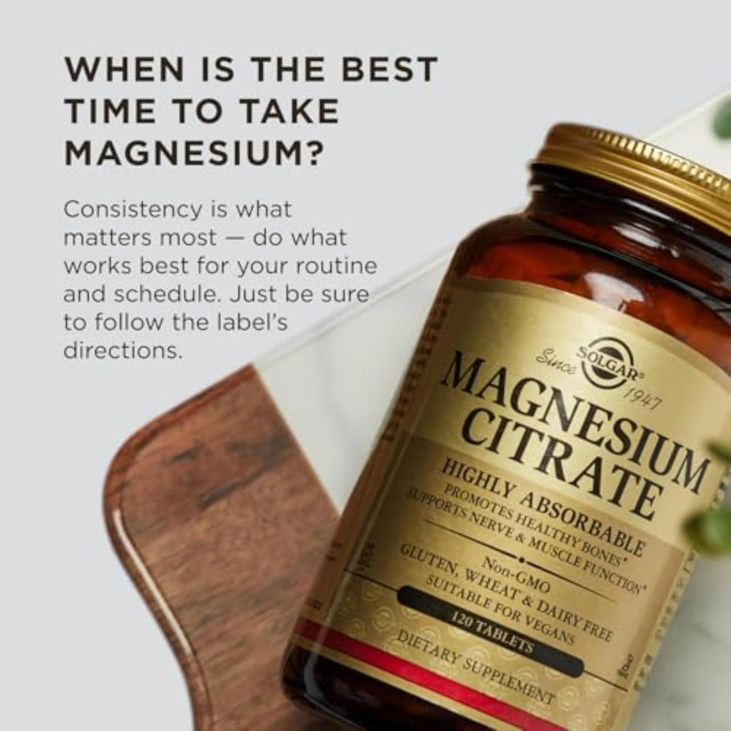 Citrato de Magnesio Solgar 120 Tabletas - Huesos Saludables