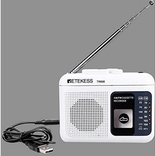 Reproductor de Cinta Retekess TR606 Blanco, Grabadora AM/FM, AUX