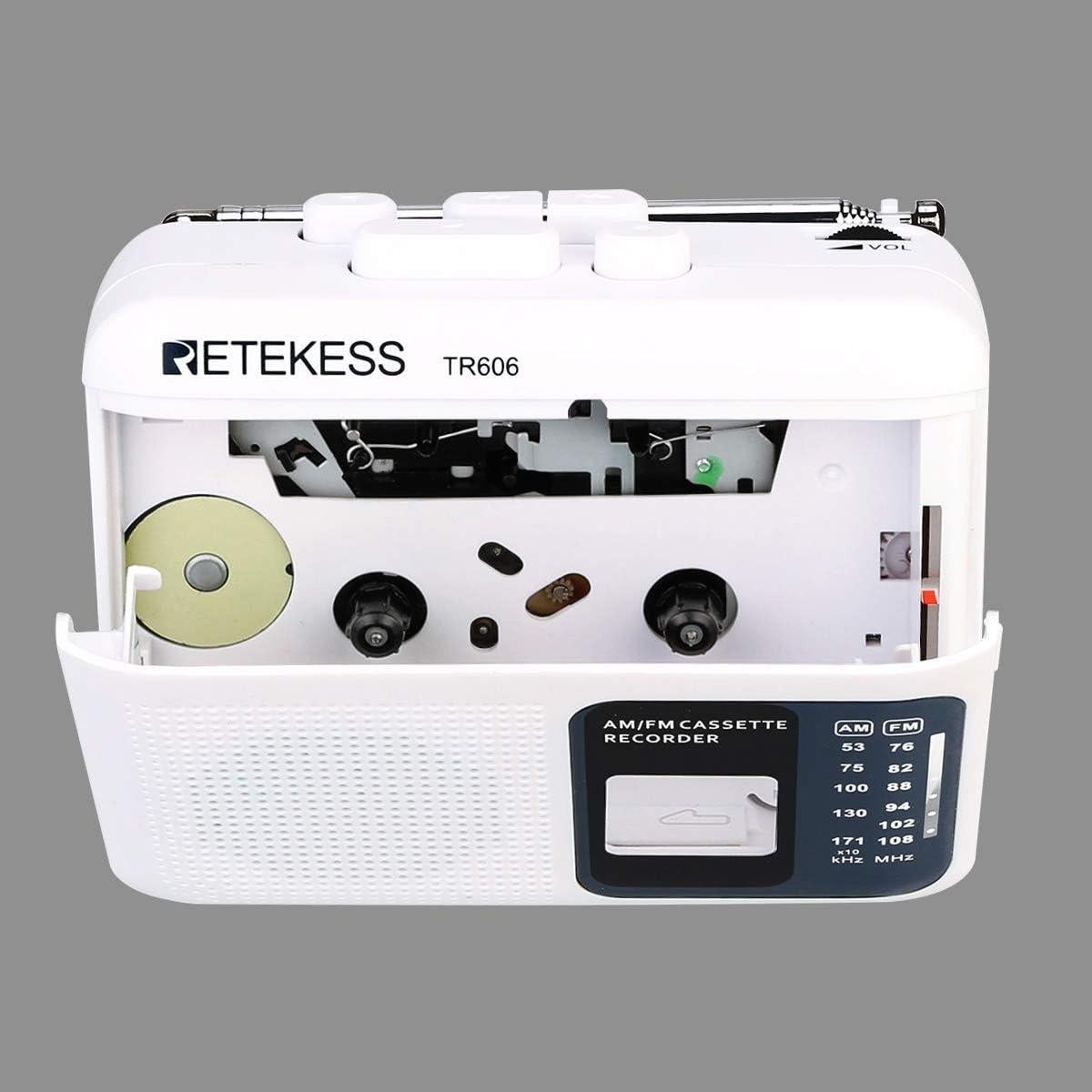 Reproductor de Cinta Retekess TR606 Blanco, Grabadora AM/FM, AUX