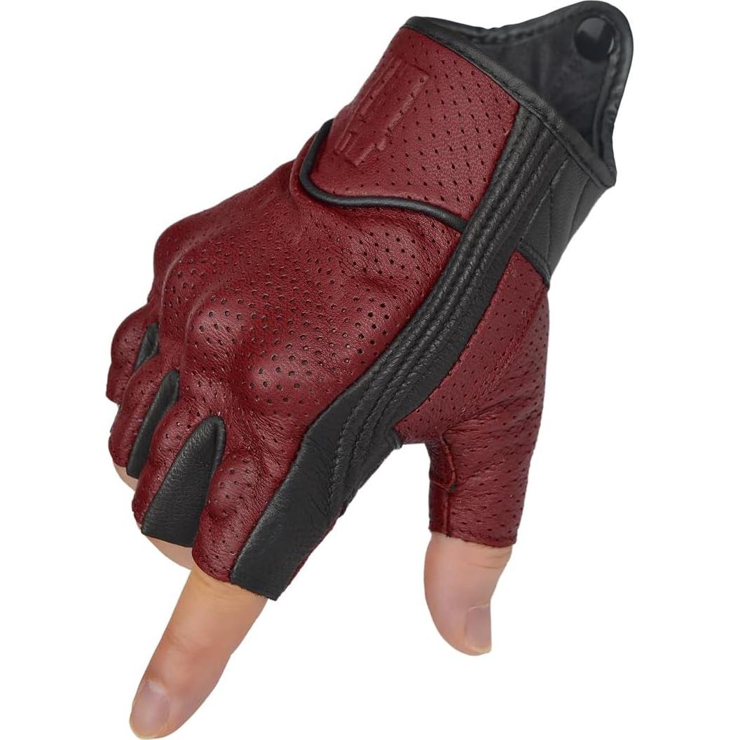 Guantes de motocicleta Harssidanzar CM044US de cuero negro