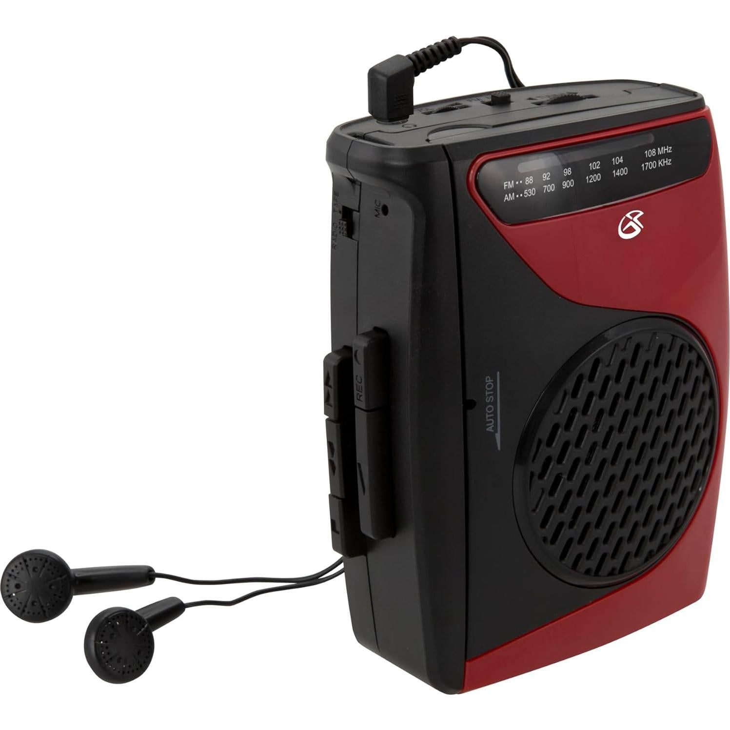 Reproductor de Casetes Portátil GPX CAS337B Rojo/Negro