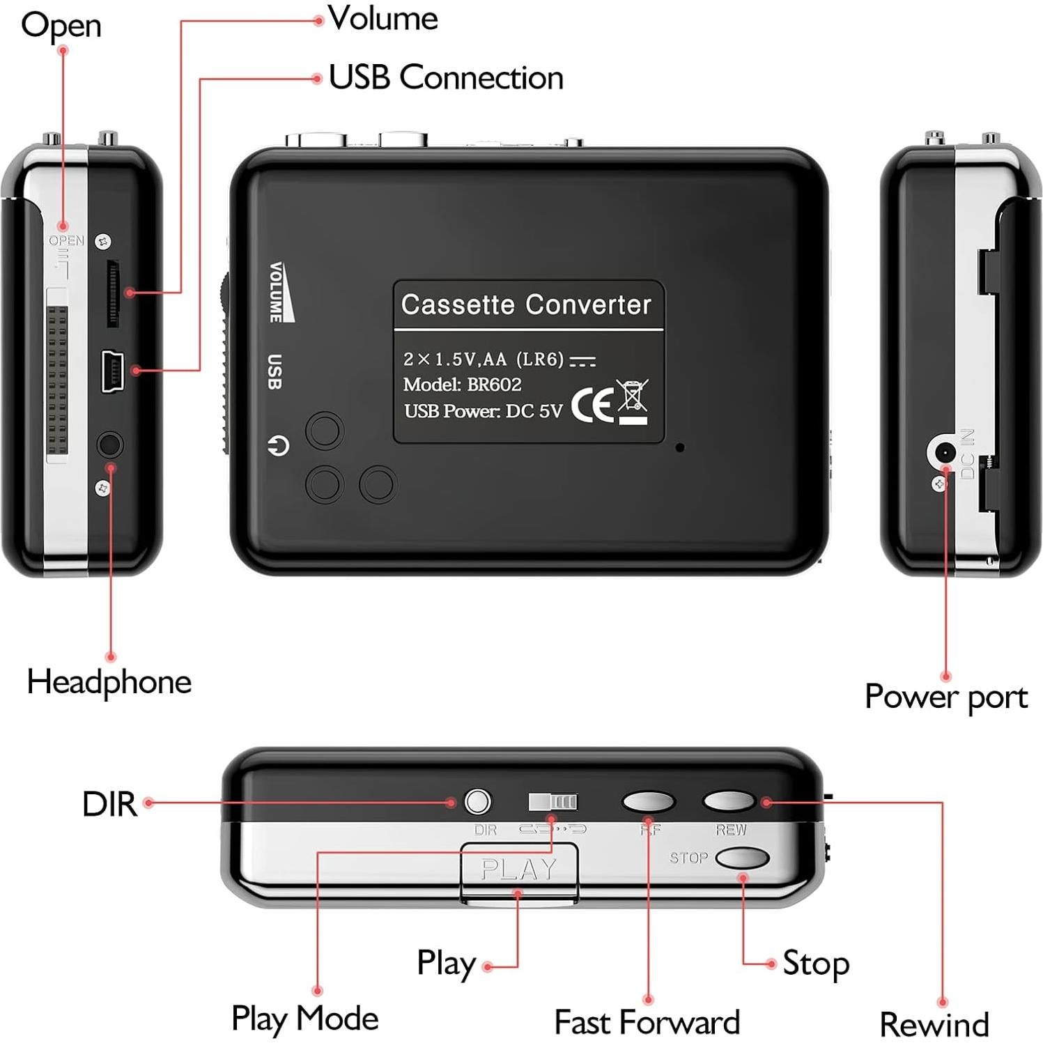 Reproductor de Casete Mersoco BR602S Plata - Convierte a MP3
