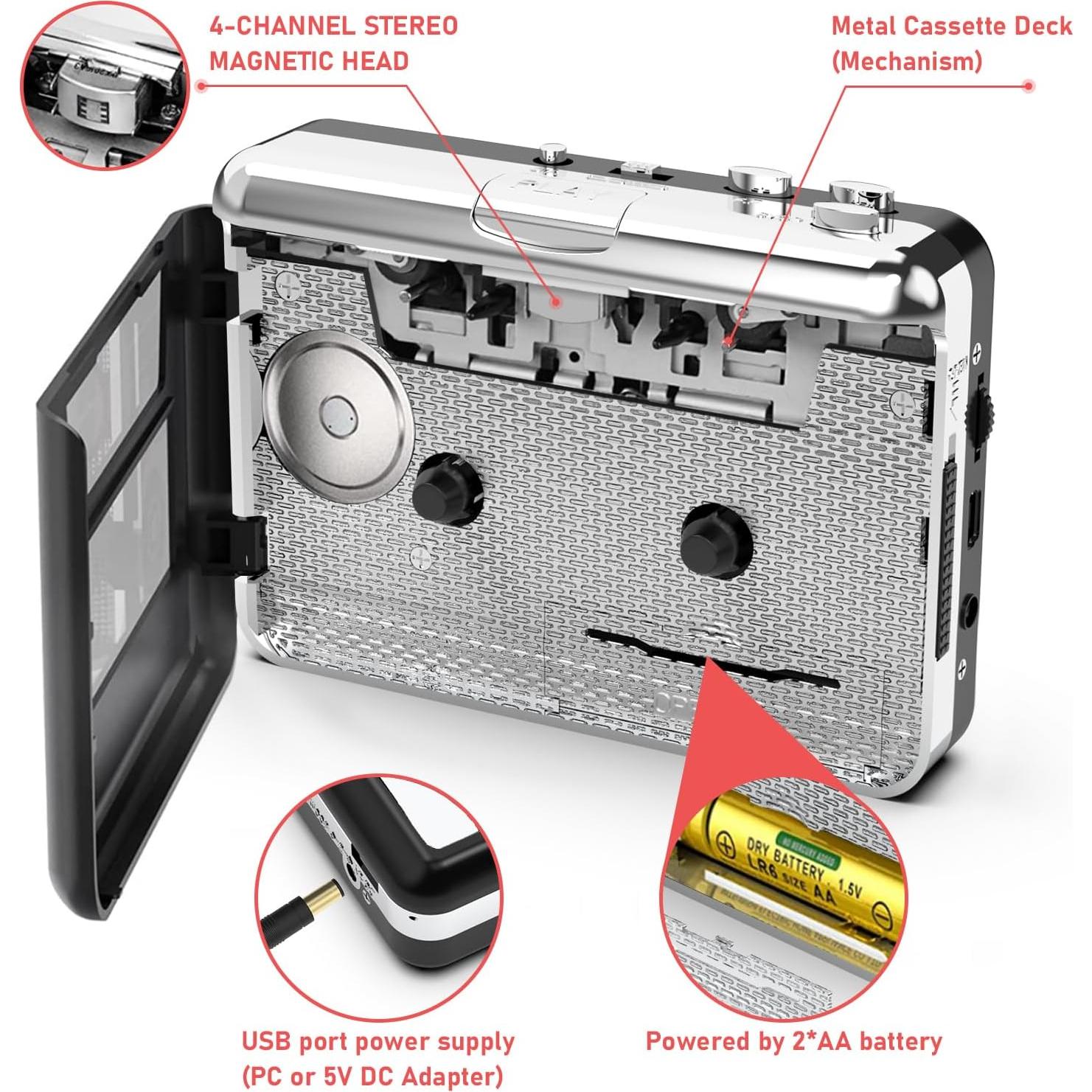 Reproductor de Casete Mersoco BR602S Plata - Convierte a MP3