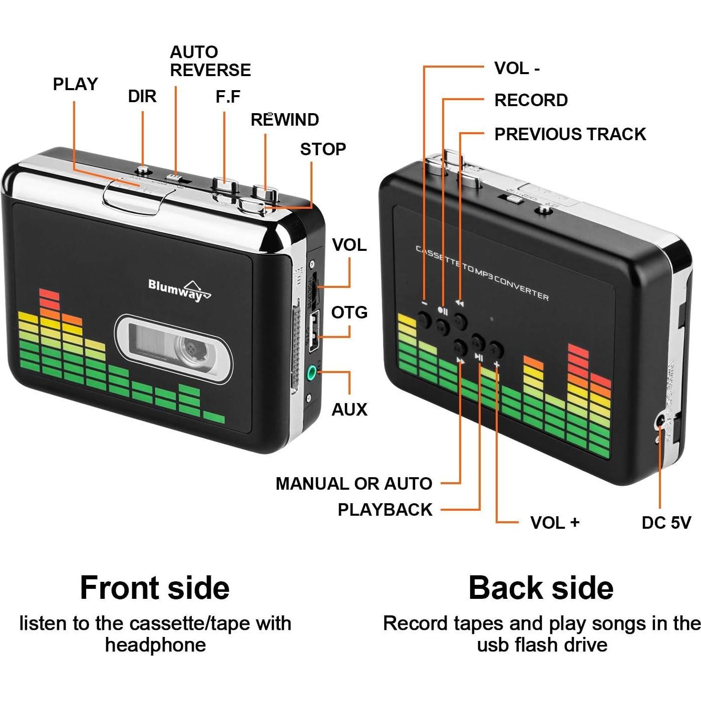 Reproductor de Cinta Cassette Portátil BlumWay a MP3 USB