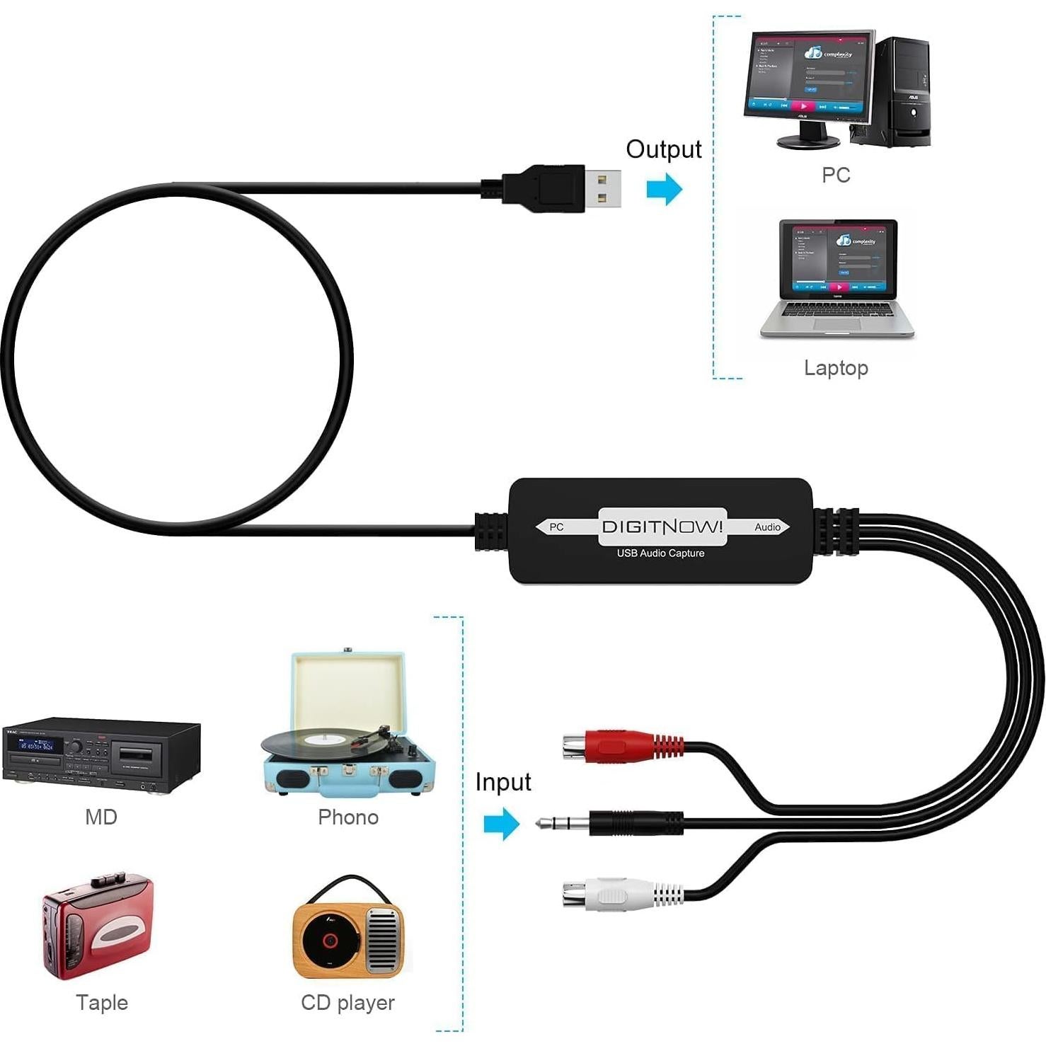Tarjeta de Captura de Audio USB DigitPro BR605 - Grabador MP3