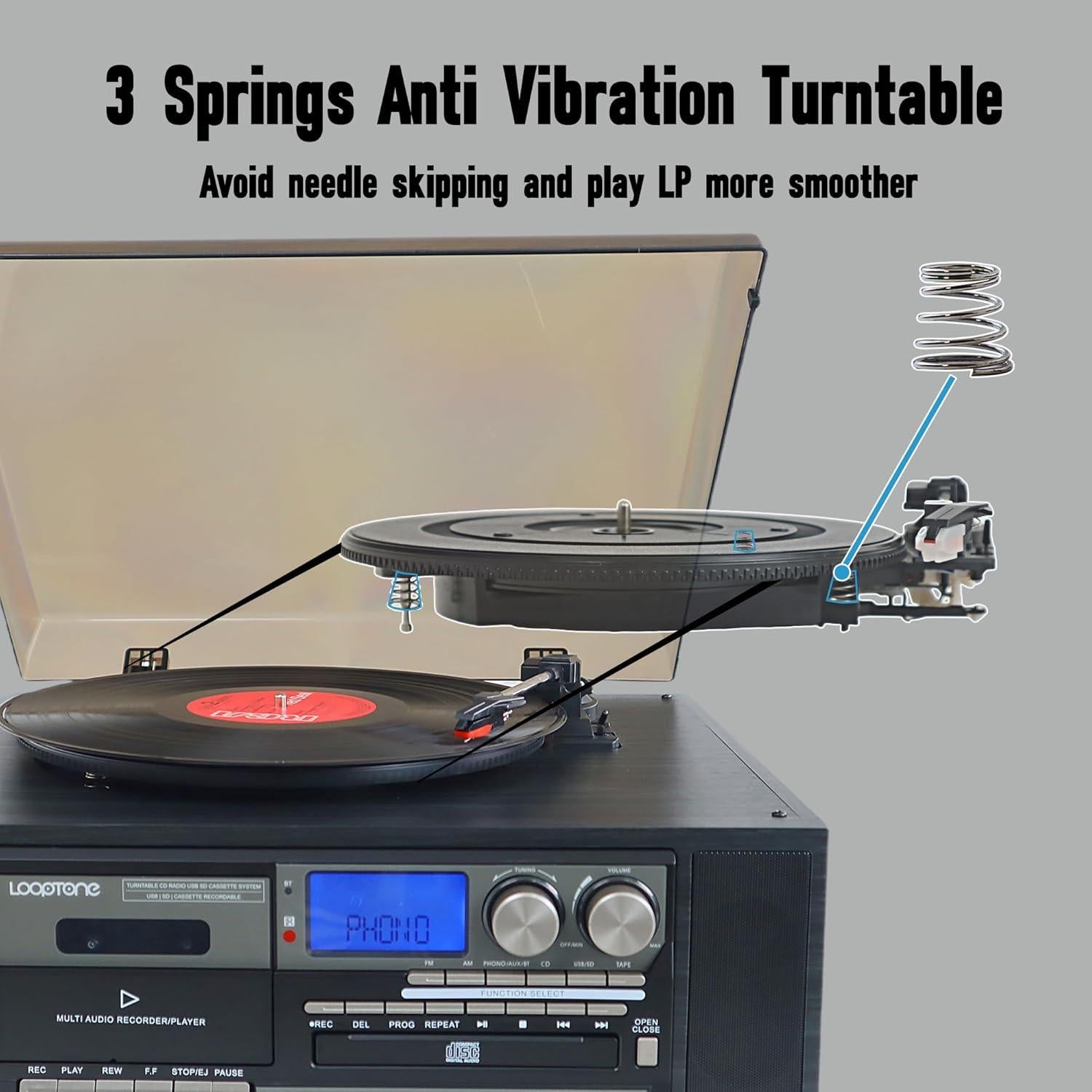 Reproductor de Vinilo 10 en 1 MEIFAN TR-18FCD Bluetooth Negro