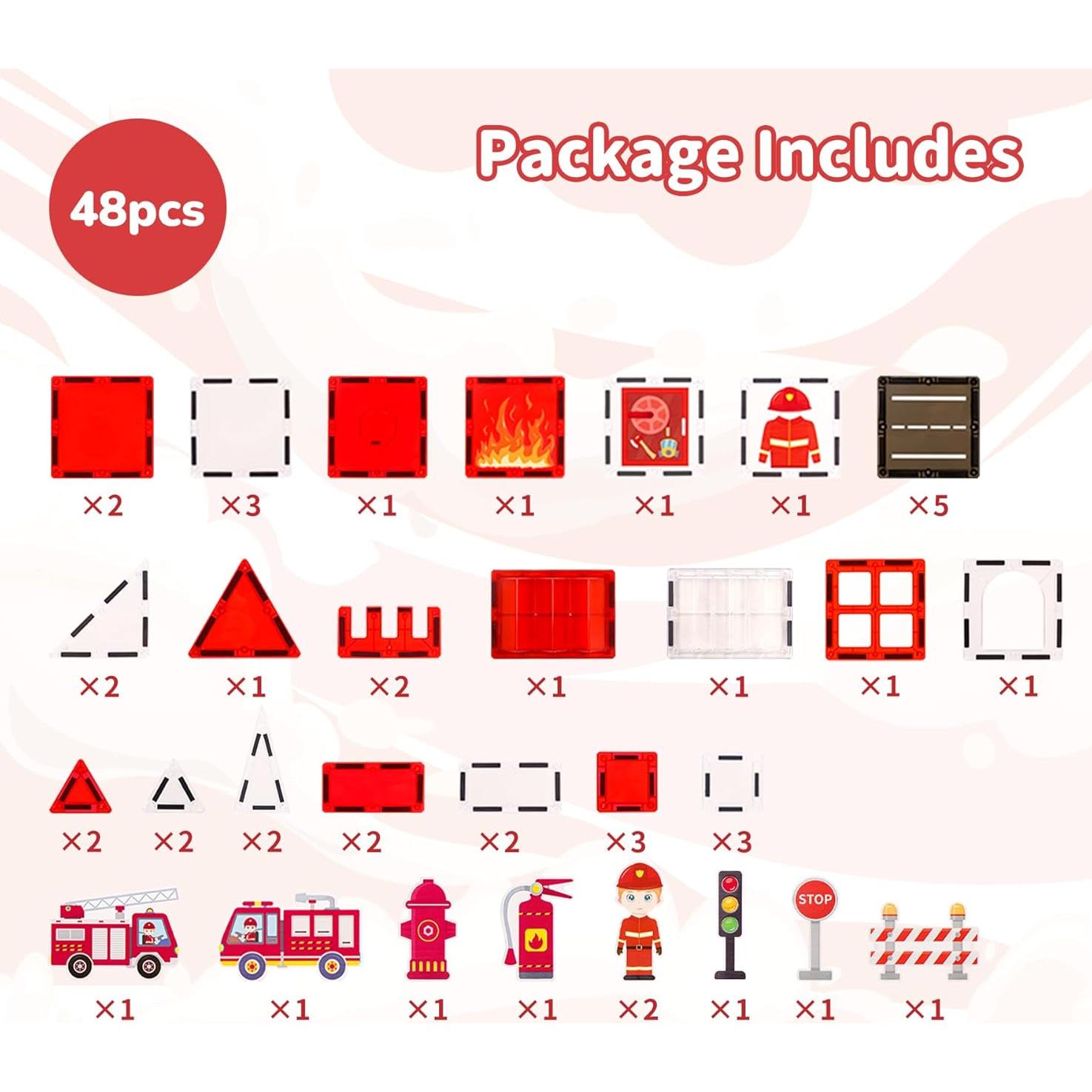 Set de Azulejos Magnéticos de Rescate de Incendios NENYORD 48PCS