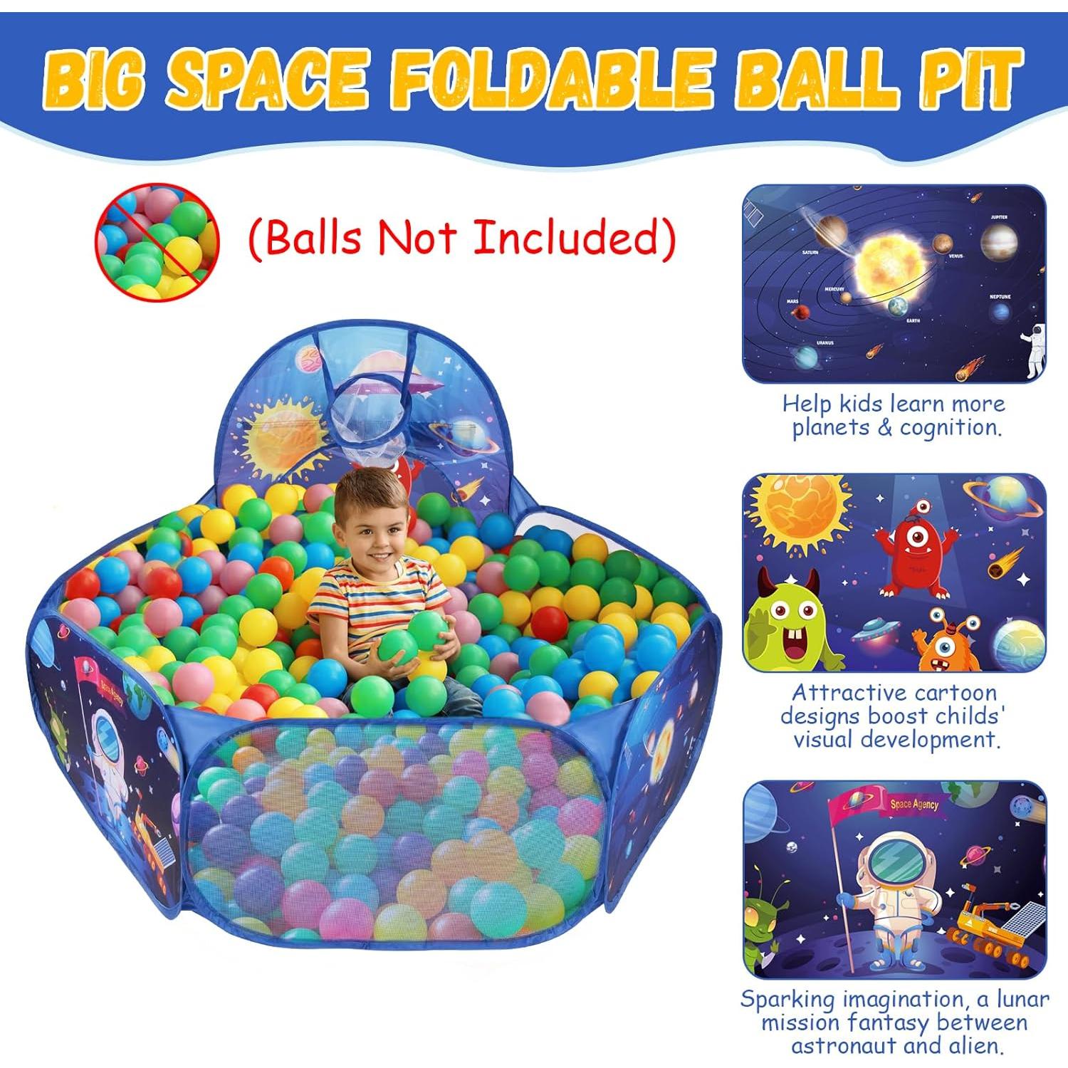 Carpa de Cohete 3 en 1 con Túnel y Piscina de Pelotas