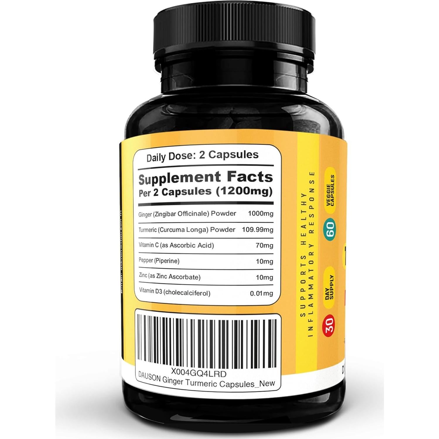 Suplemento de Jengibre y Cúrcuma DAUSON 60 Cápsulas